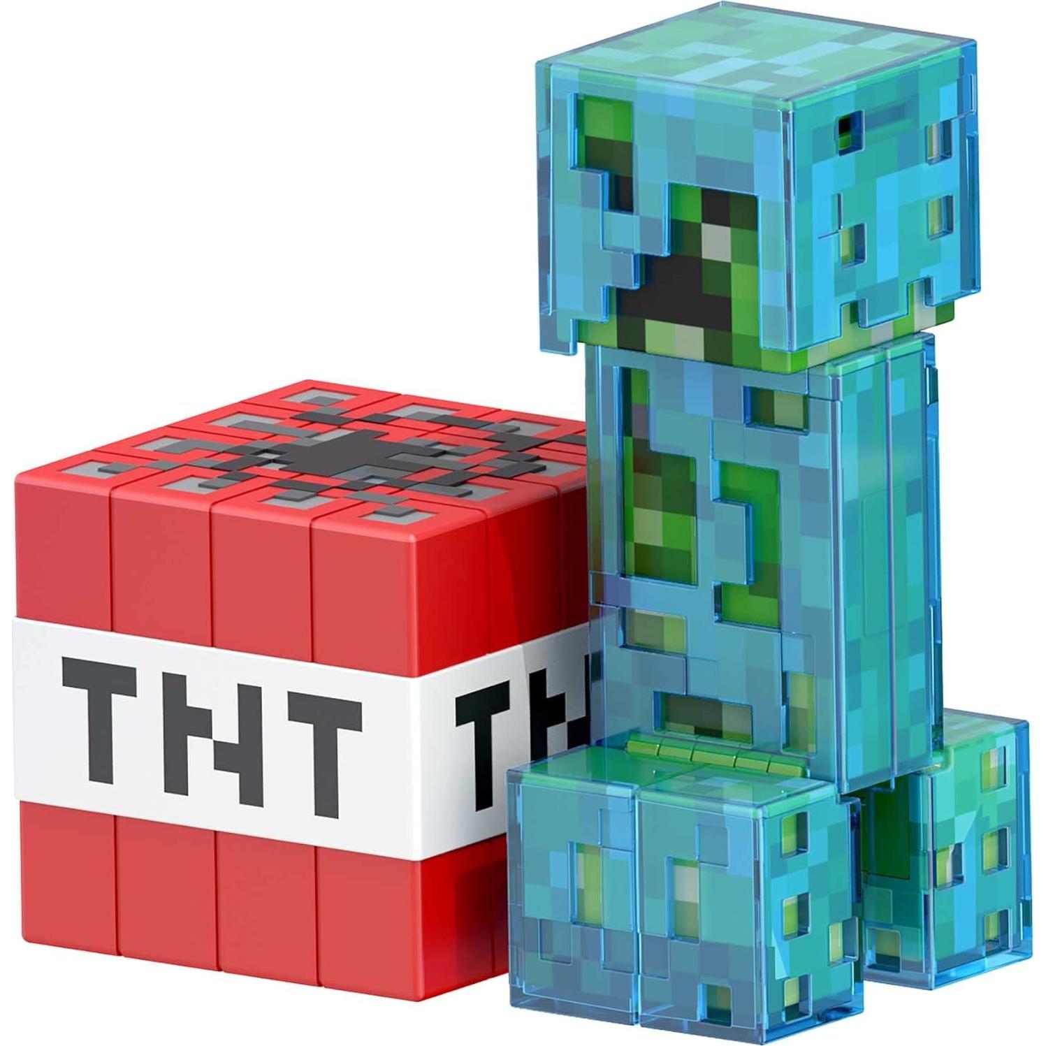Mattel Minecraft Diamond Level Creeper Action Figure & Die-Cast Accessories, Collectible Toy Inspired by Video Game, 5.5-inch Scale