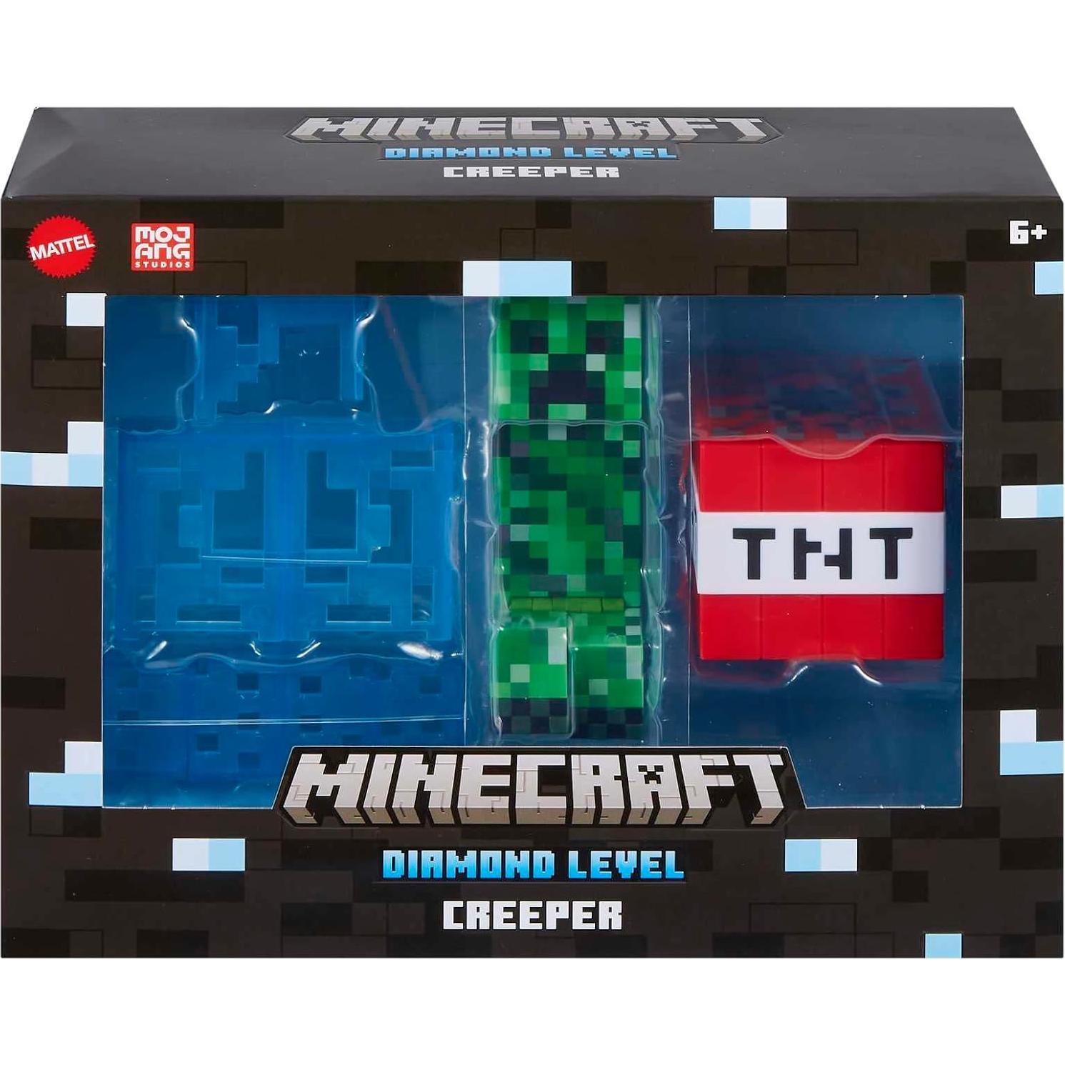Mattel Minecraft Diamond Level Creeper Action Figure & Die-Cast Accessories, Collectible Toy Inspired by Video Game, 5.5-inch Scale
