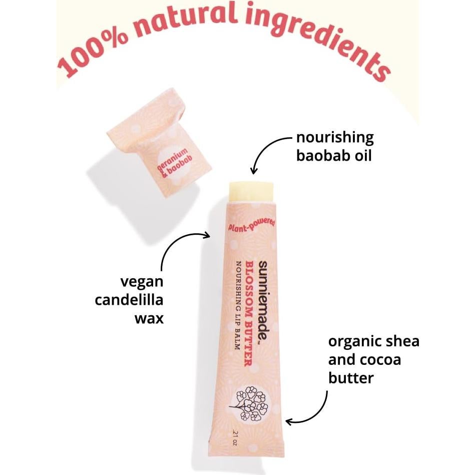 Bálsamo Labial Nutritivo Sunniemade - Mantequilla de Flor, Geranio