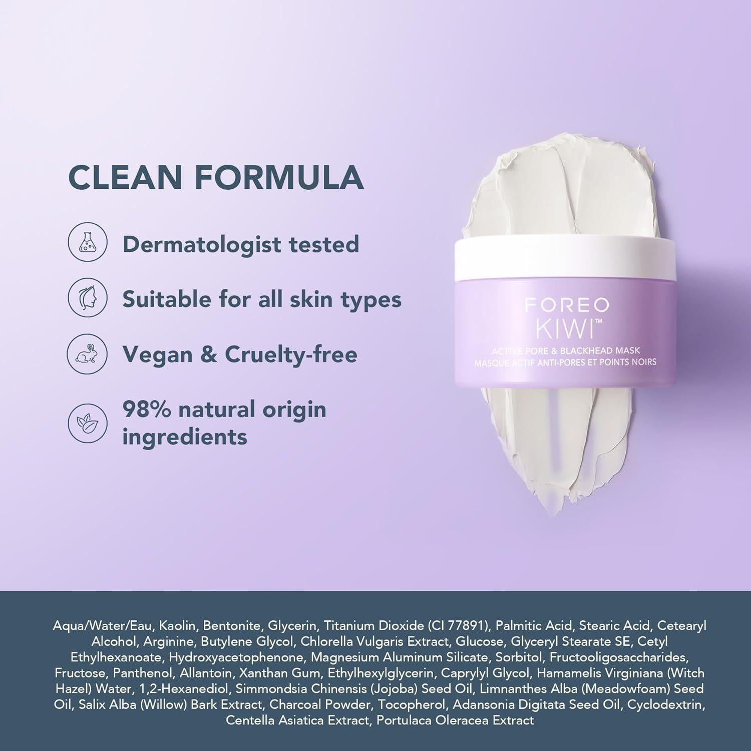 Máscara Facial Purificante FOREO KIWI 99 g - Removedor de Puntos Negros y Poros