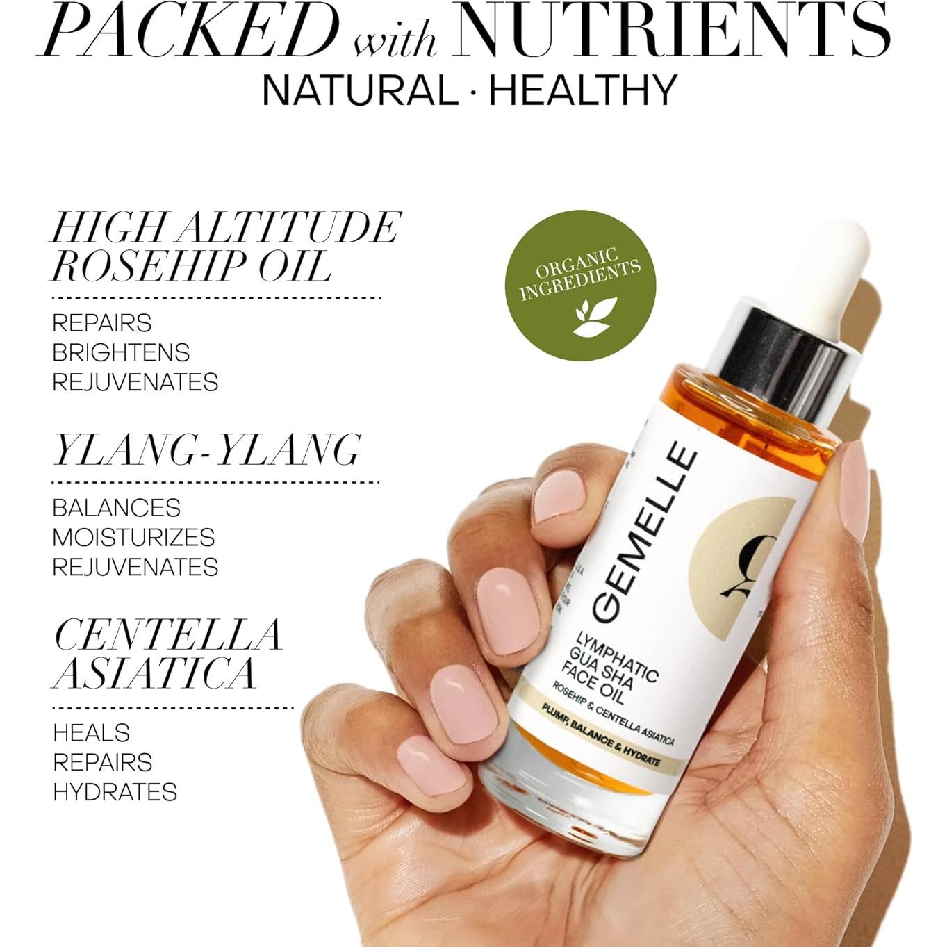 Aceite Facial Gua Sha GEMELLE 15ml - Hidratante Natural