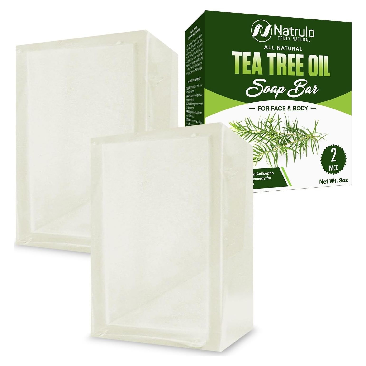 Jabón Natural de Aceite de Árbol de Té Natrulo 113g - Limpiador Facial y Corporal