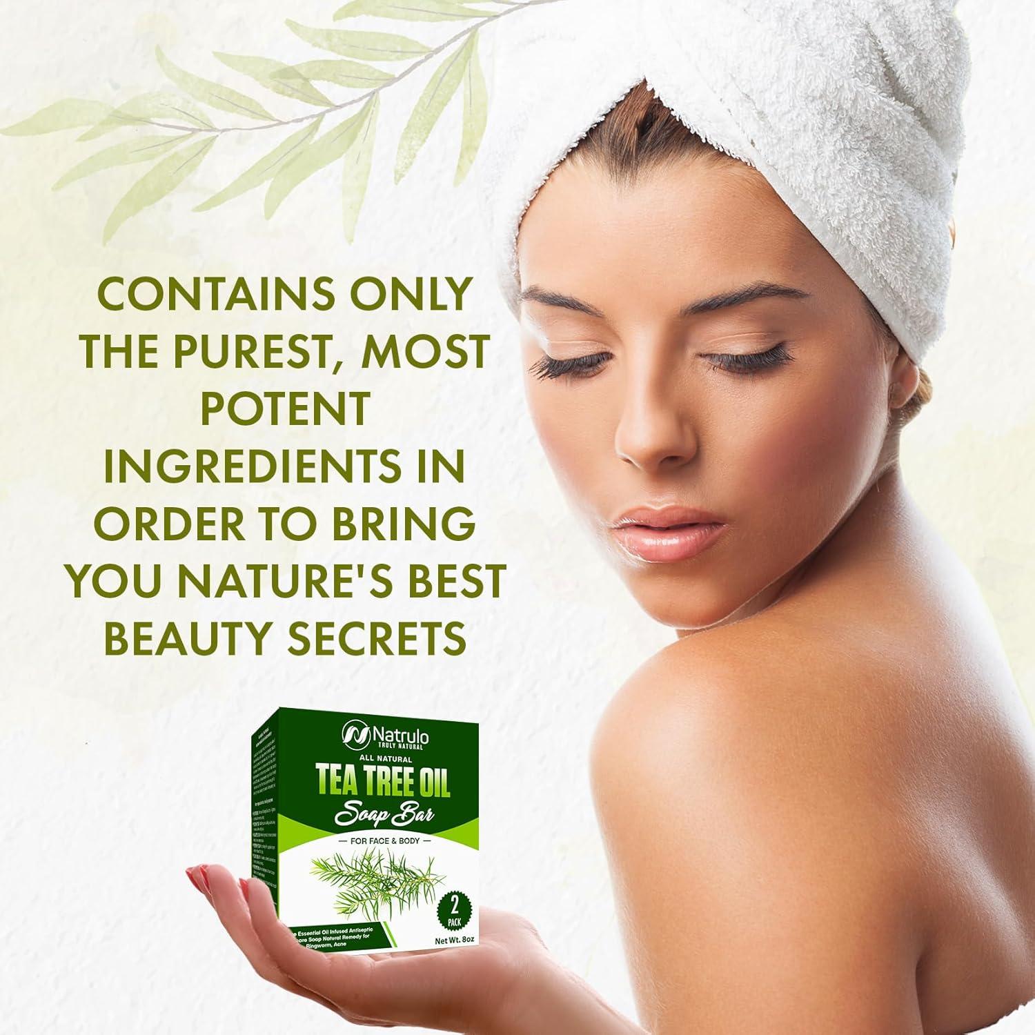 Jabón Natural de Aceite de Árbol de Té Natrulo 113g - Limpiador Facial y Corporal