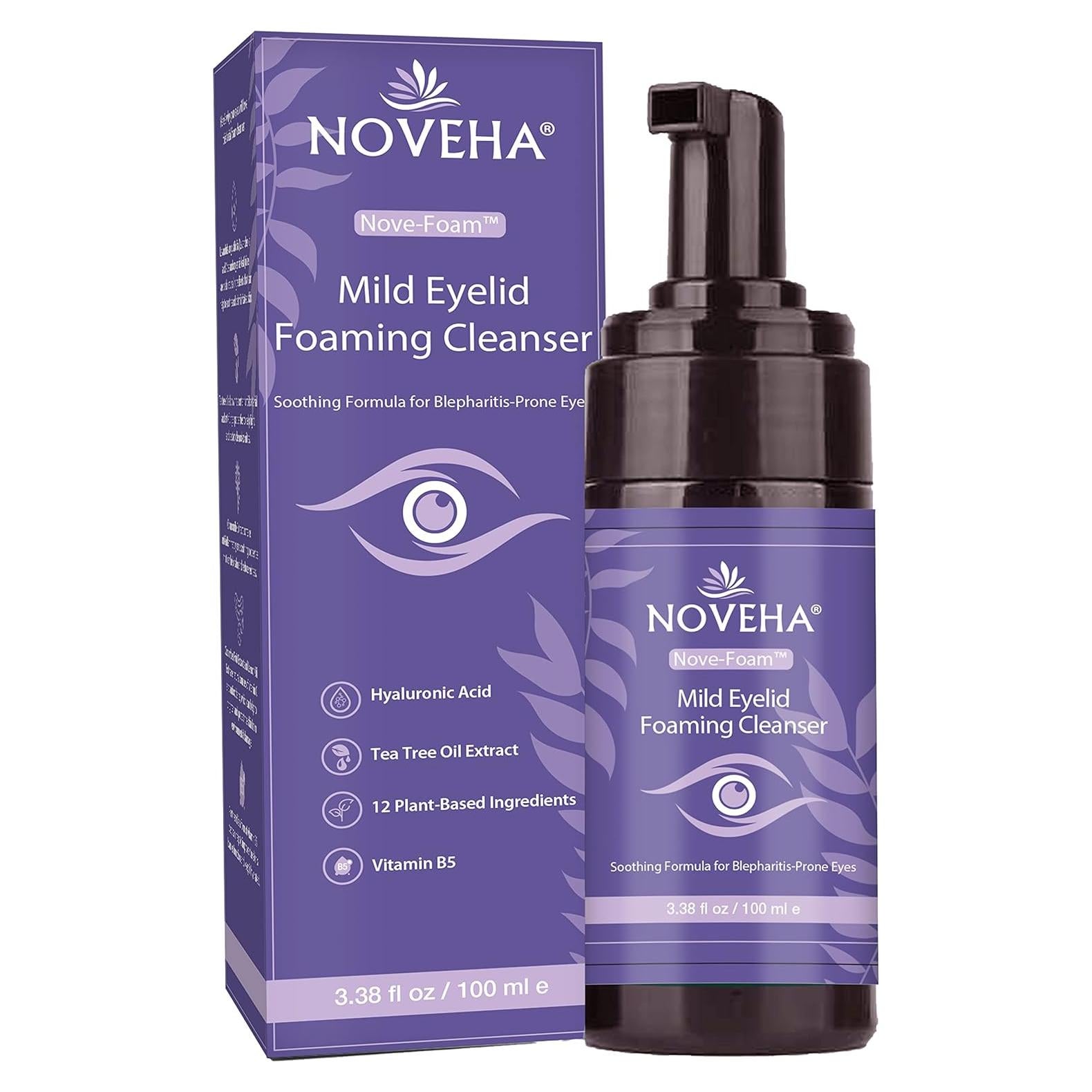 Limpiador Espumoso de Párpados NOVEHA 100ml con Lavanda y Árbol de Té