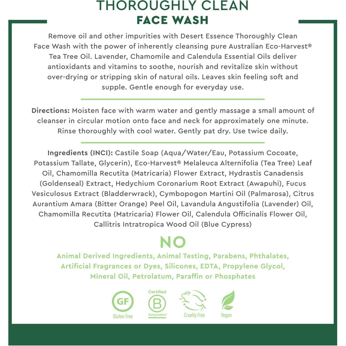 Limpiador Facial Orgánico Desert Essence 946ml Piel Grasa Sensible