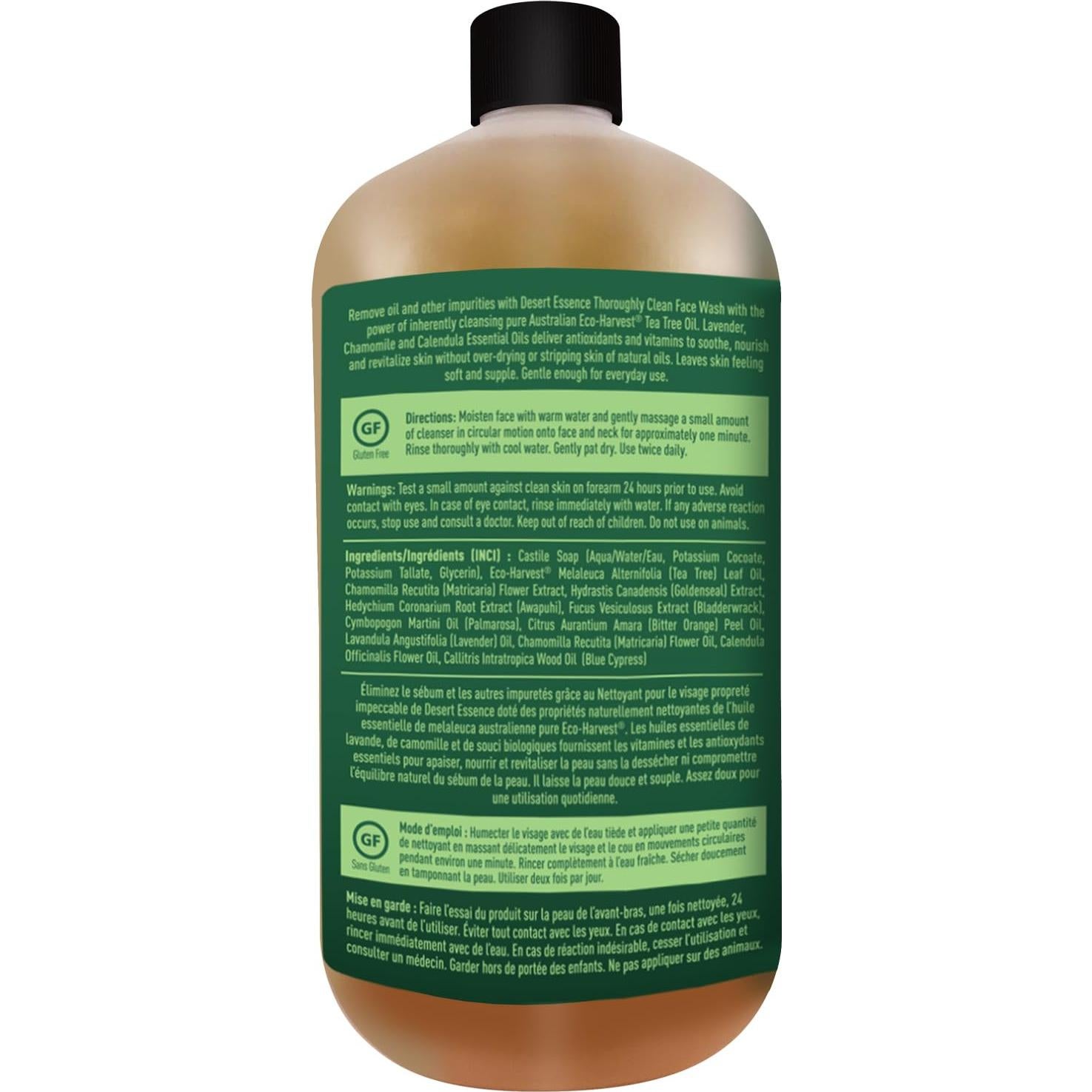 Limpiador Facial Orgánico Desert Essence 946ml Piel Grasa Sensible