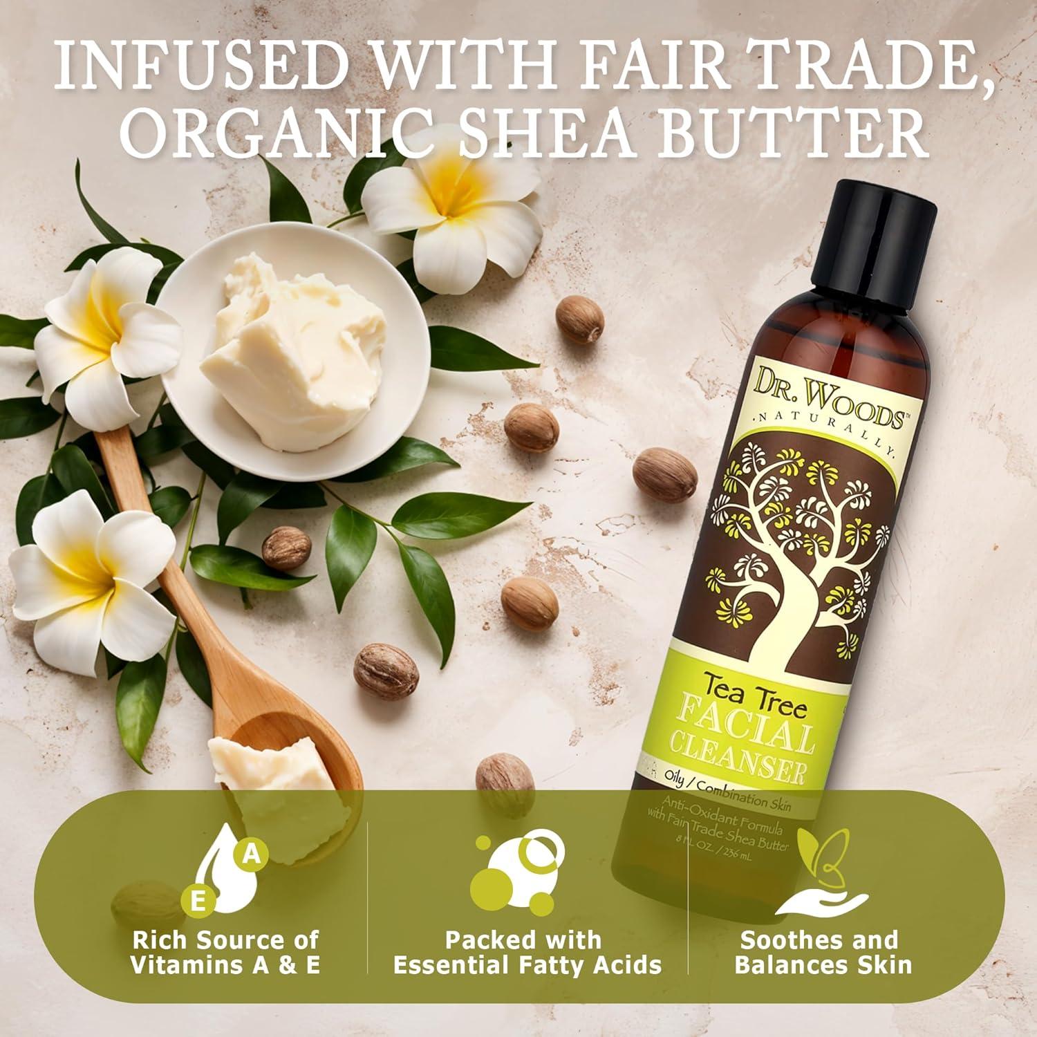 Limpiador Facial Dr. Woods 236 ml - Árbol de Té y Karité