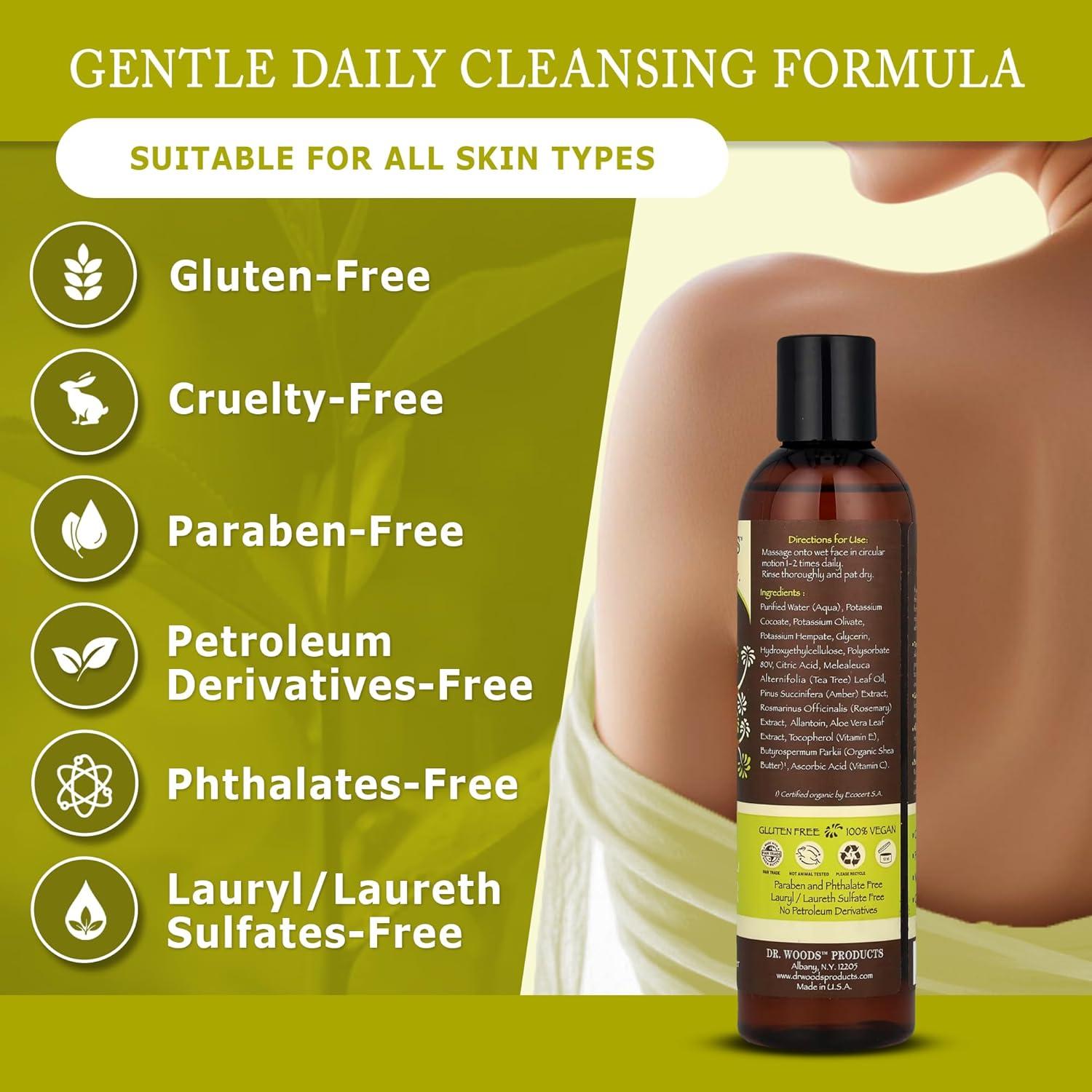 Limpiador Facial Dr. Woods 236 ml - Árbol de Té y Karité