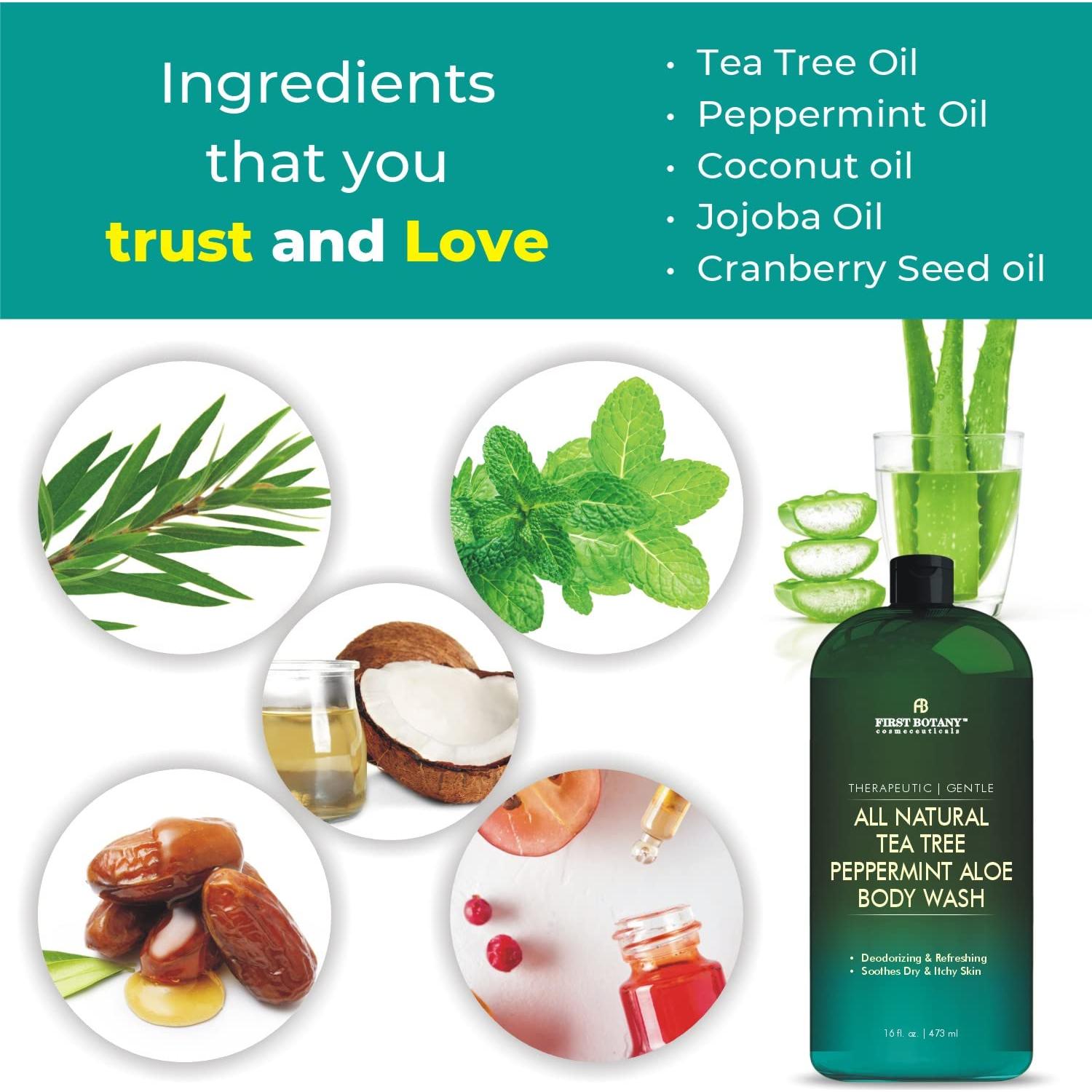 Jabón Corporal Natural First Botany 473 ml Menta de Árbol de Té