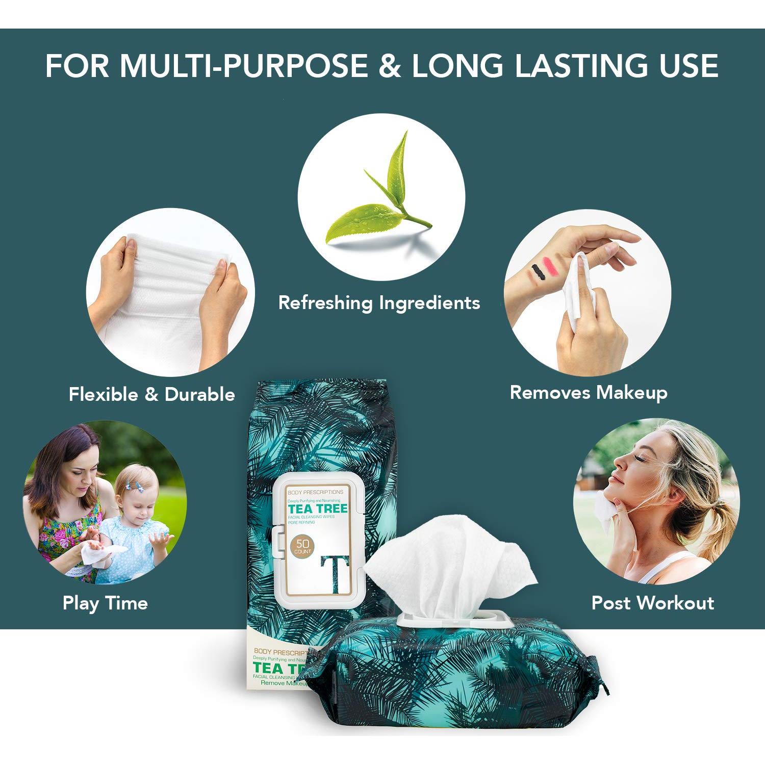 Toallitas Desmaquillantes Body Prescription - 100 Unidades Árbol de Té