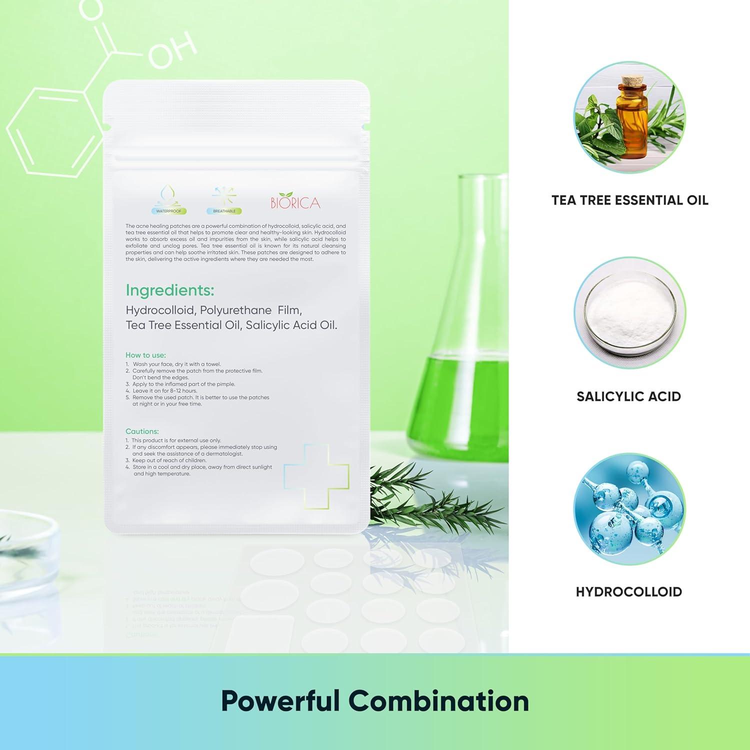 Parches Hidrocoloides para Granos BIORICA 216 Pcs con Aceite de Árbol de Té