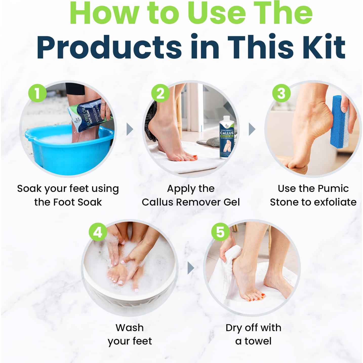 Kit de Remojo de Pies y Gel Removedor de Callos Foot Cure