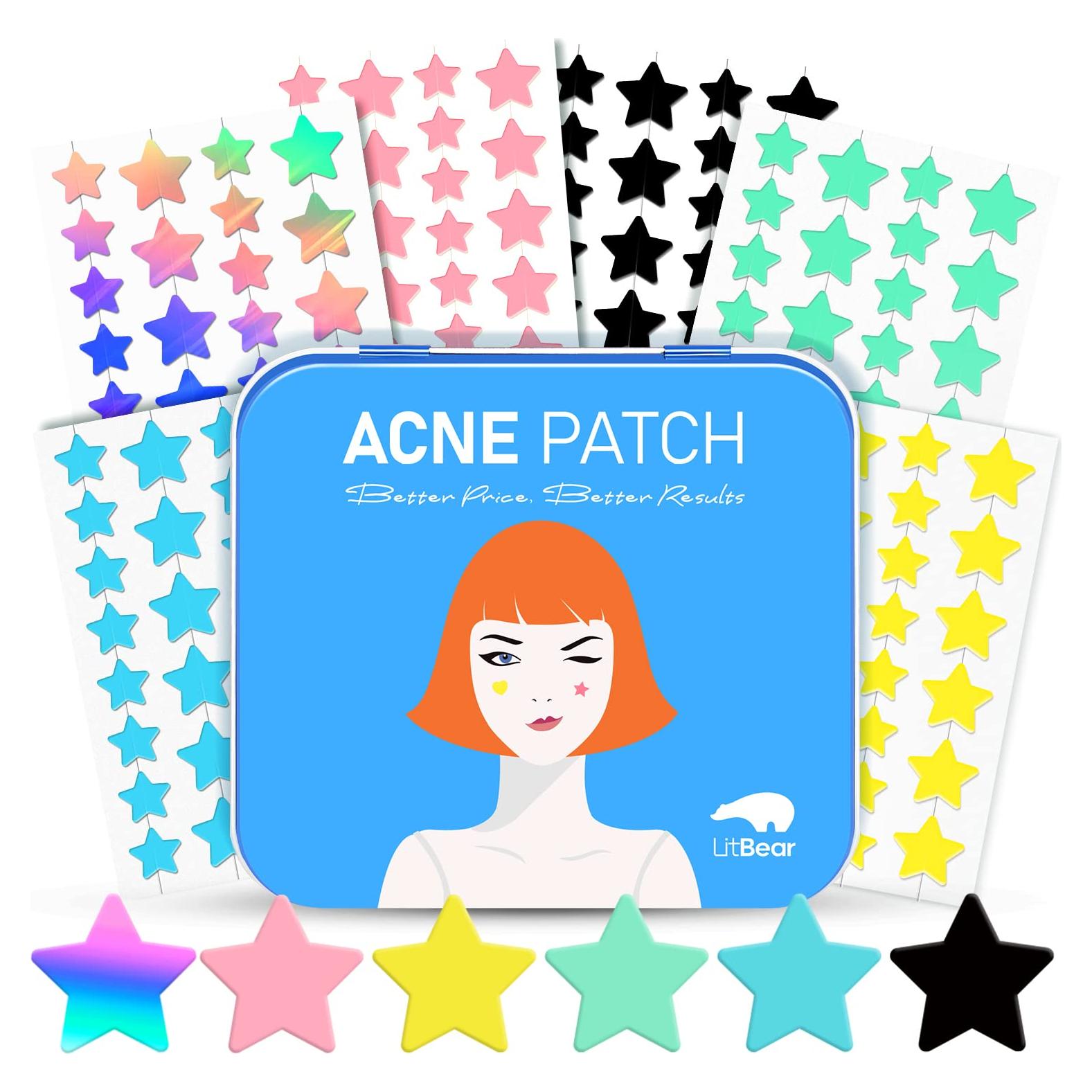 Parches para Acné LitBear 168 Puntos Estrella Hidrocoloide
