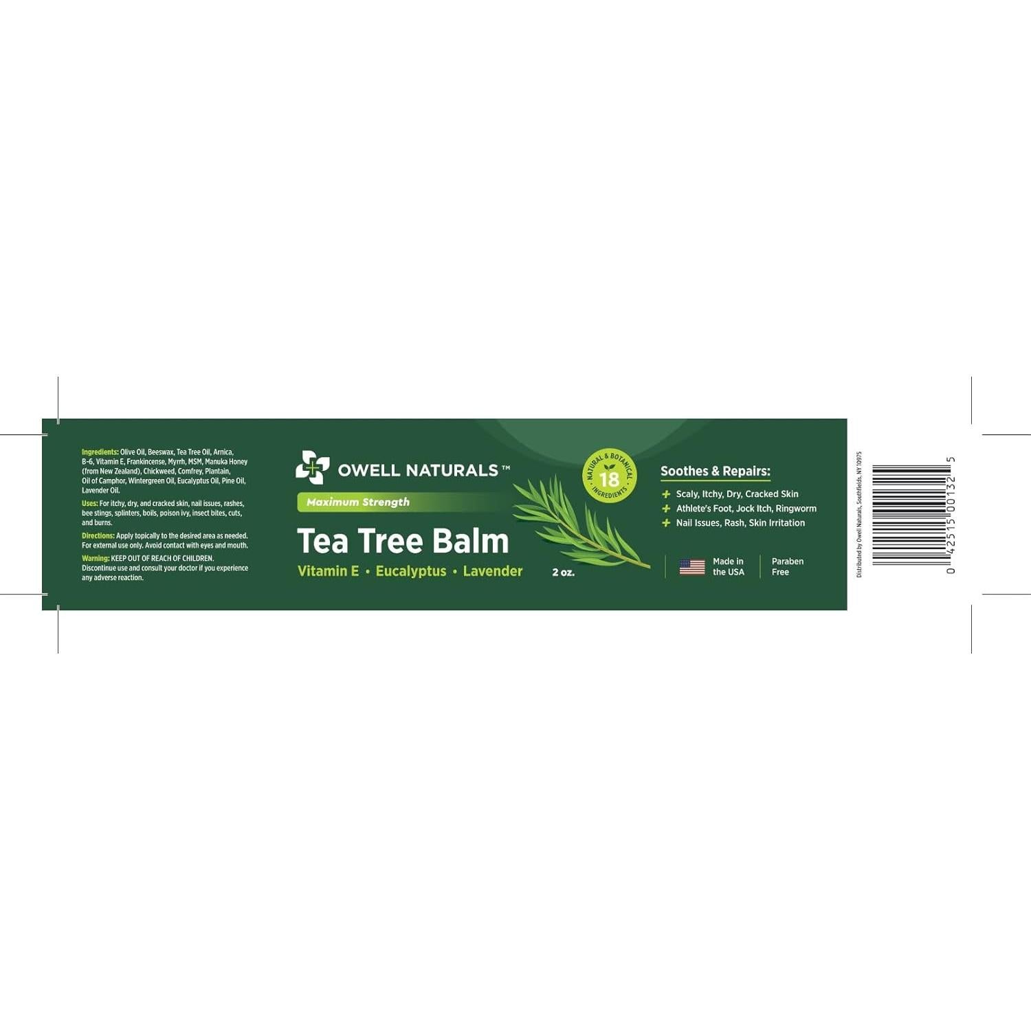 Bálsamo de Árbol de Té Owell Naturals 59 ml - Piel Seca y Agrietada