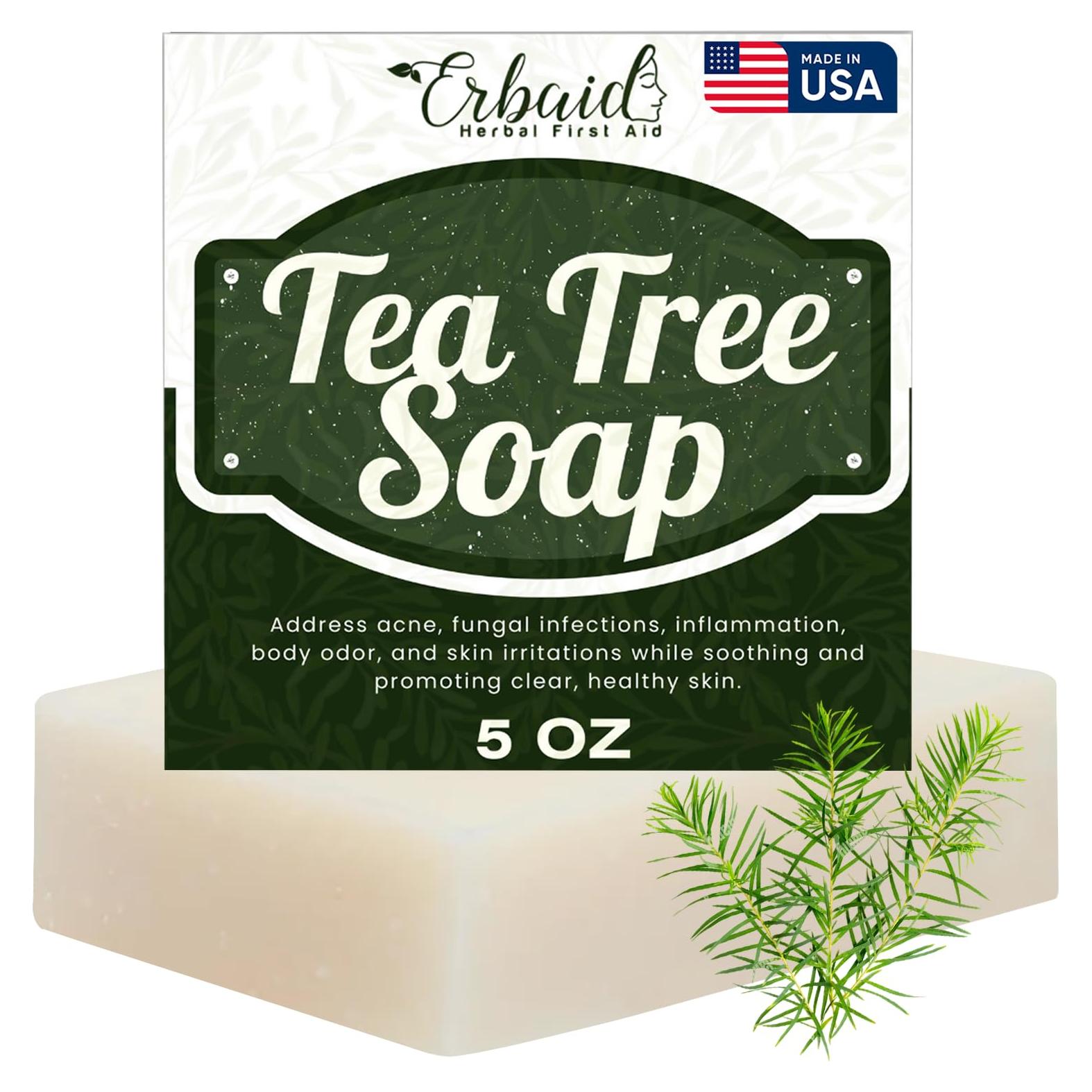 Jabón Natural de Árbol de Té Erbaid 140g - Limpiador Facial y Corporal