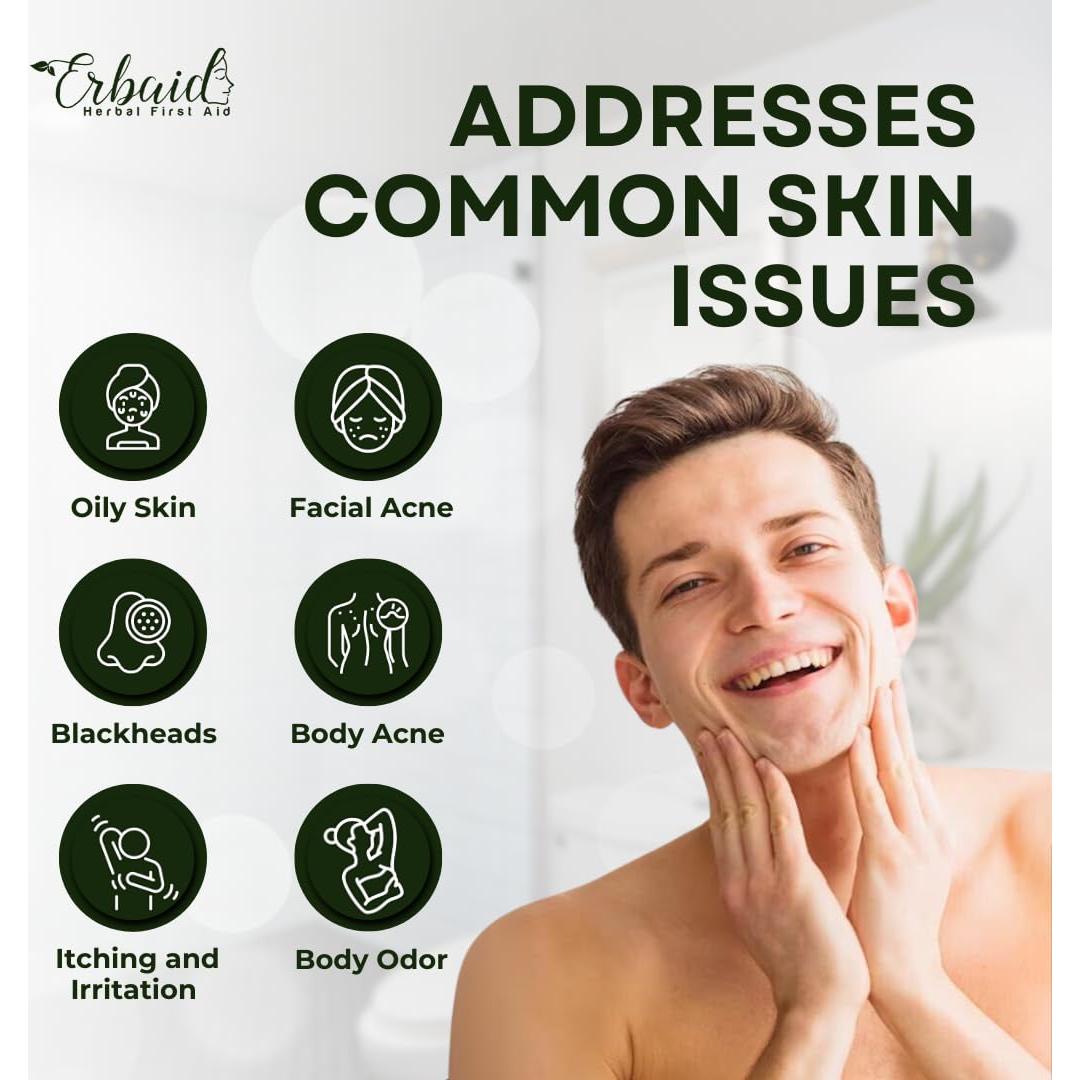 Jabón Natural de Árbol de Té Erbaid 140g - Limpiador Facial y Corporal