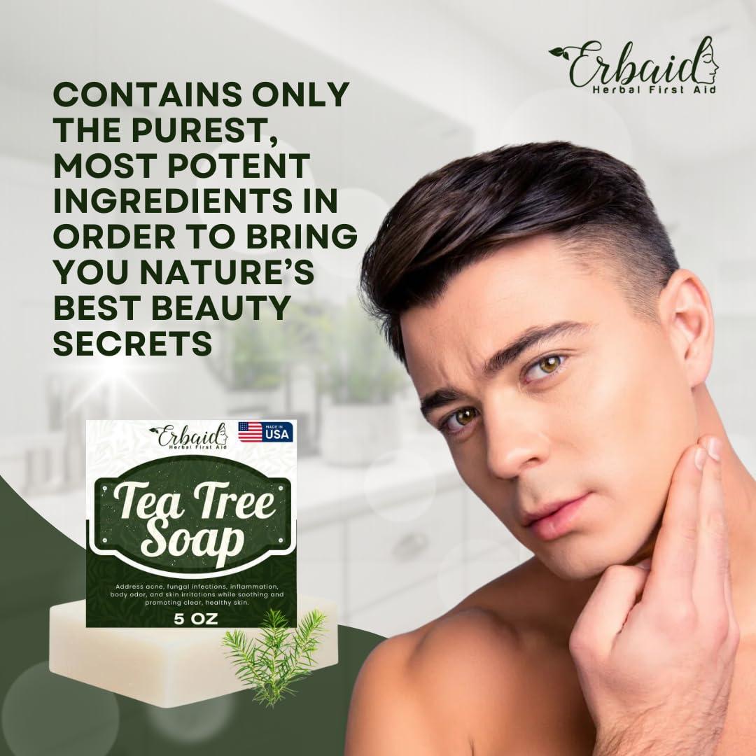 Jabón Natural de Árbol de Té Erbaid 140g - Limpiador Facial y Corporal