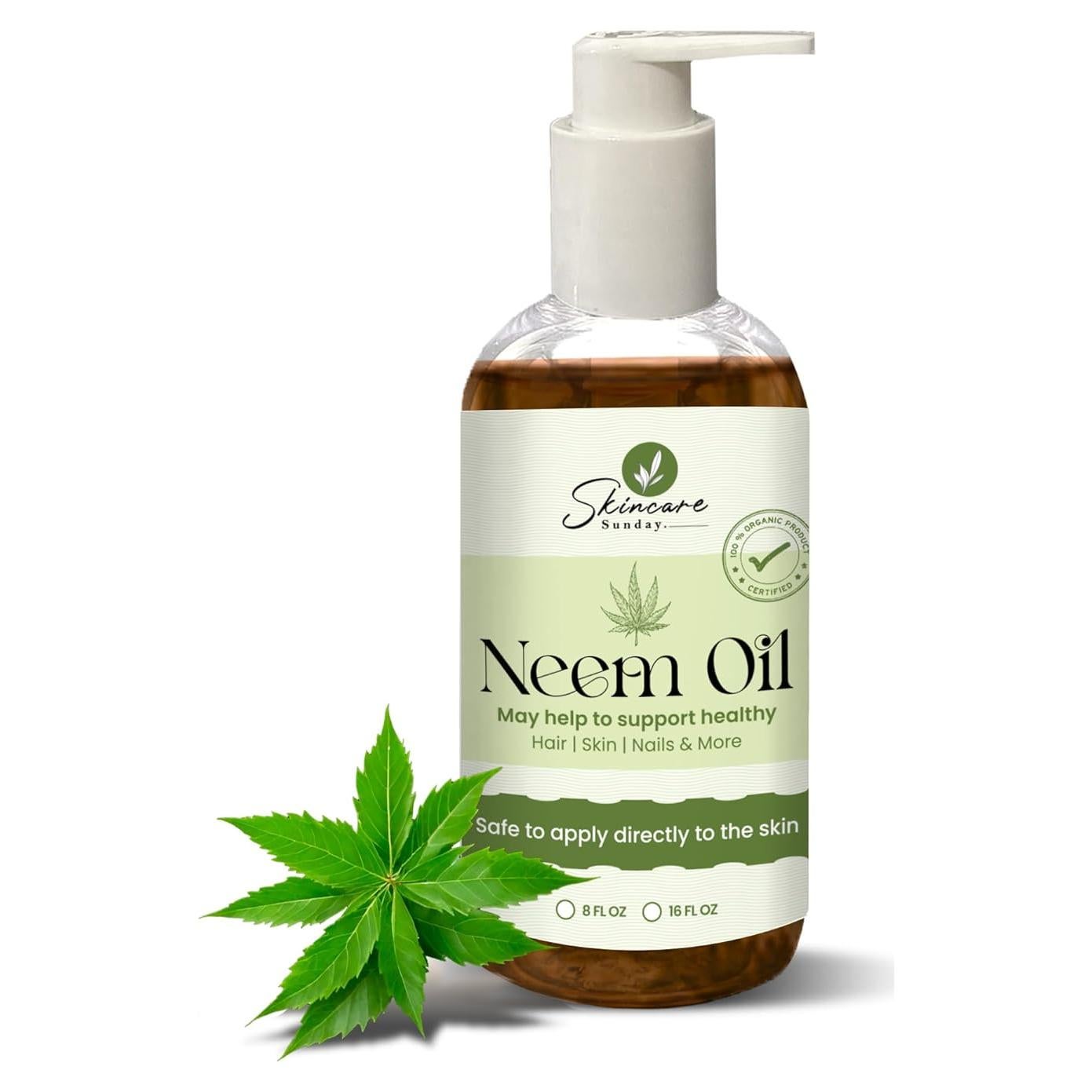 Aceite de Neem Puro Skincare Sunday 226.8 ml - Hidratante Cabello y Piel