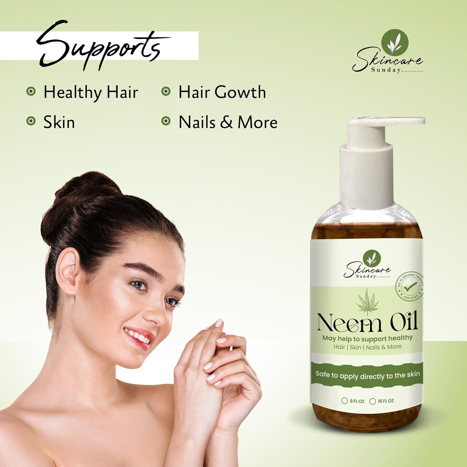 Aceite de Neem Puro Skincare Sunday 226.8 ml - Hidratante Cabello y Piel