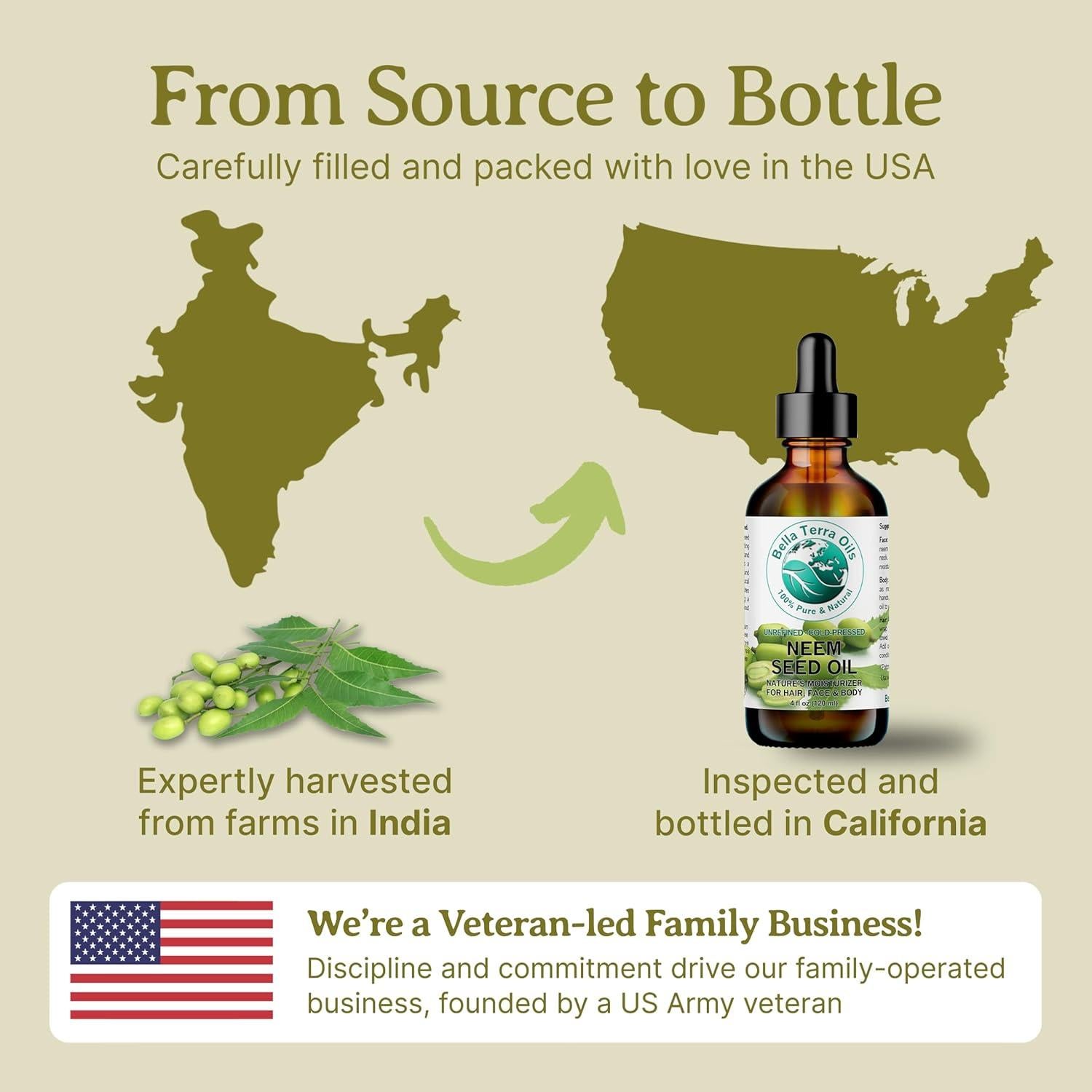 Aceite de Semilla de Neem Orgánico Bella Terra 236 ml - Cuidado Natural