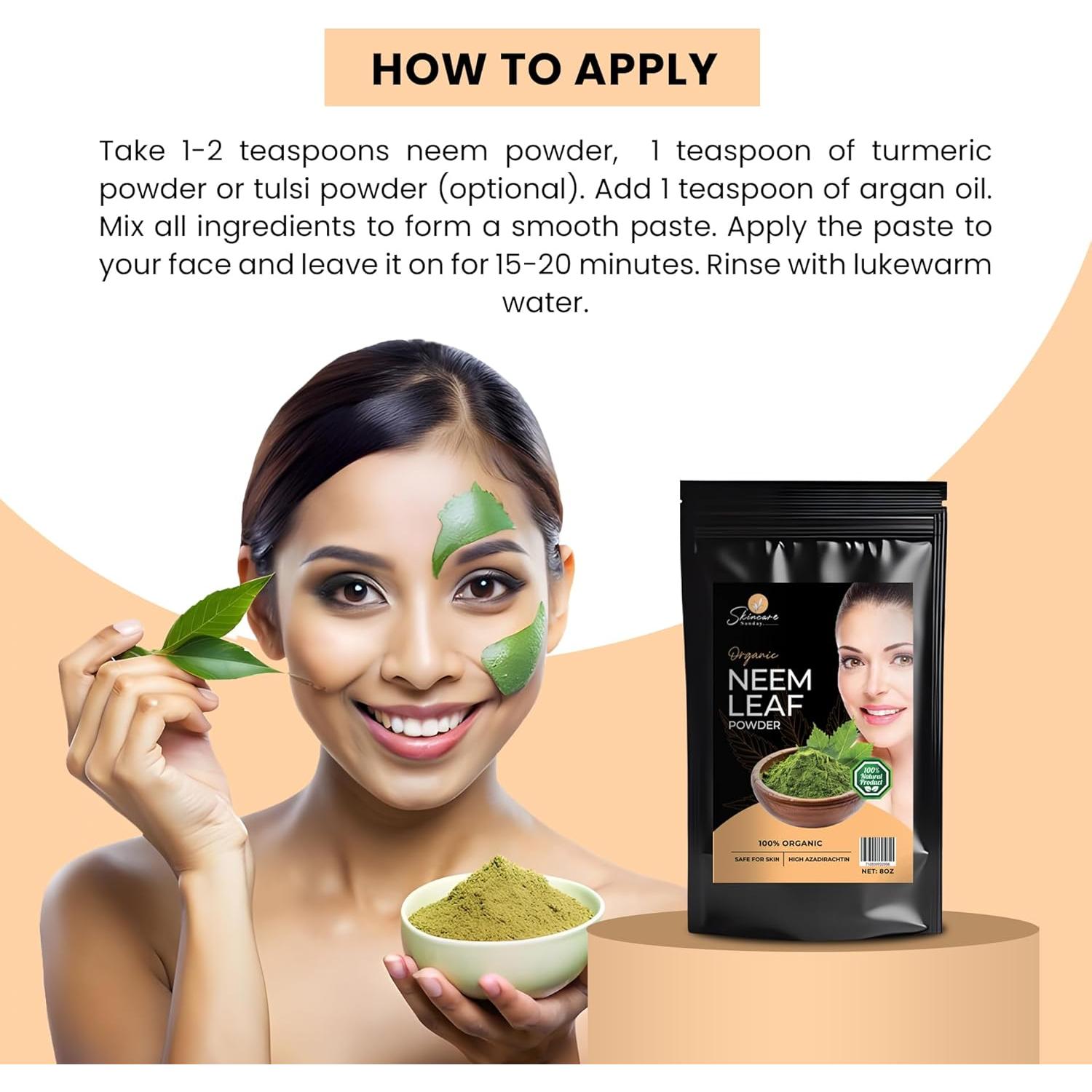 Polvo de Neem Orgánico Skin Care Sunday 226.8g - Cuidado Piel y Cabello