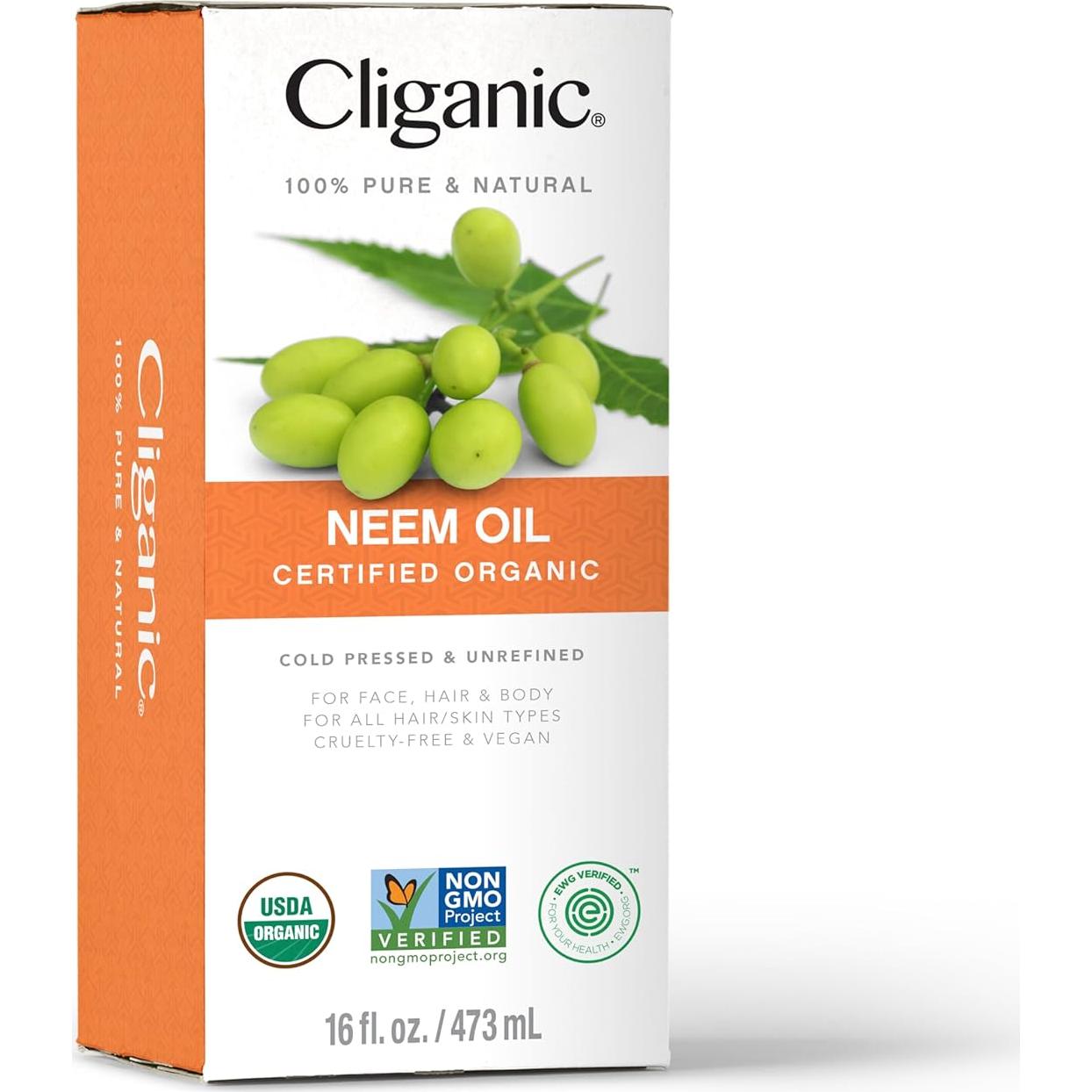 Aceite de Neem Orgánico Cliganic 473ml Puro para Piel y Plantas