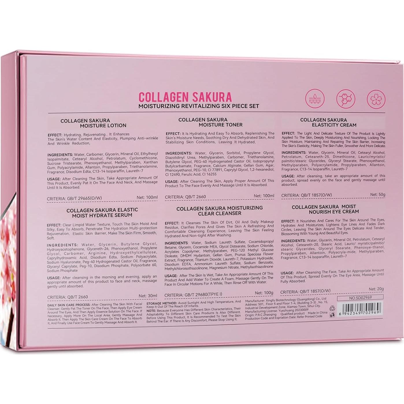 Set de Cuidado de la Piel Sakura Mopayzer 6 Piezas Hidratante