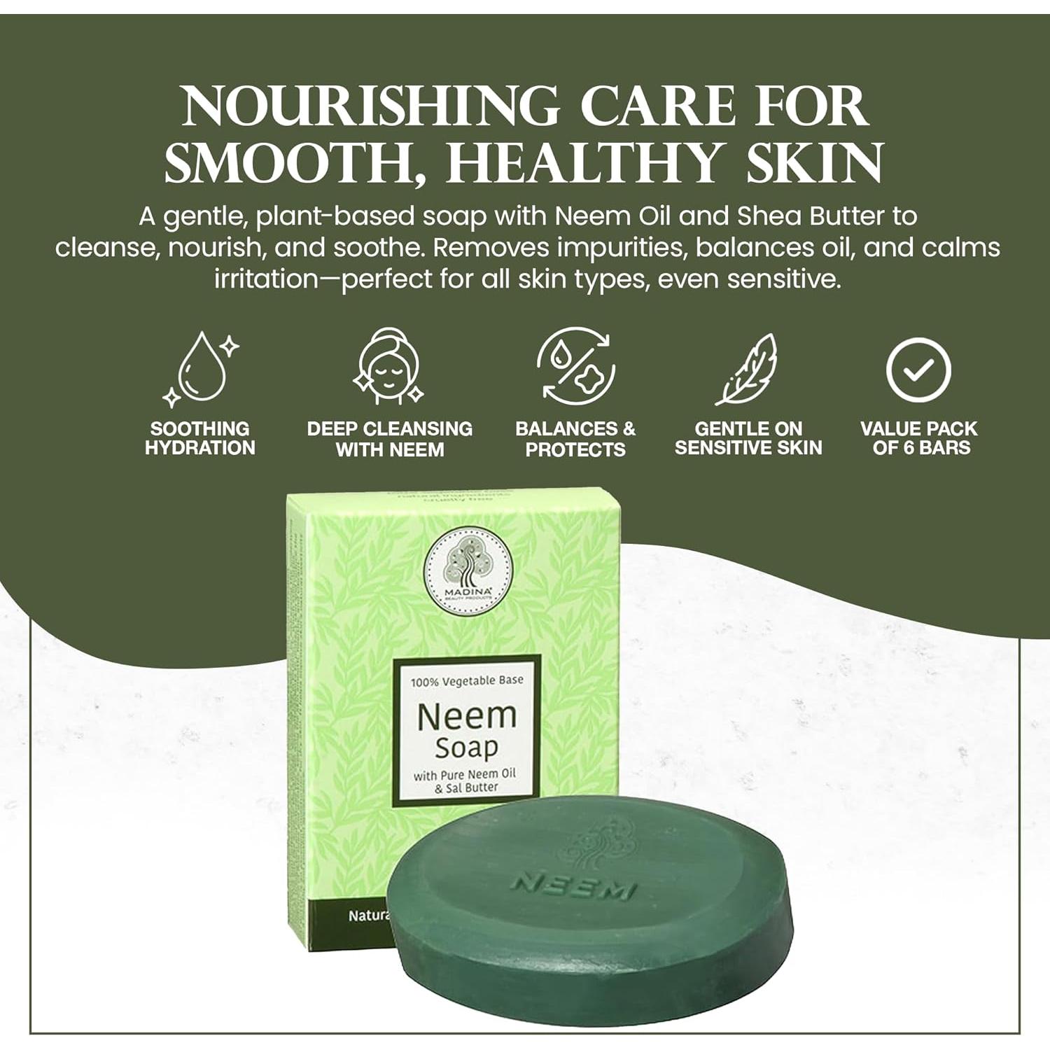 Jabón Madina Neem Advance - Antibacteriano 6x99g - Halal