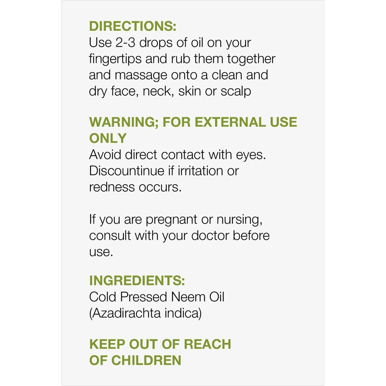 Aceite Virgen de Neem 100% Puro 118ml - Cuidado de Piel y Cabello