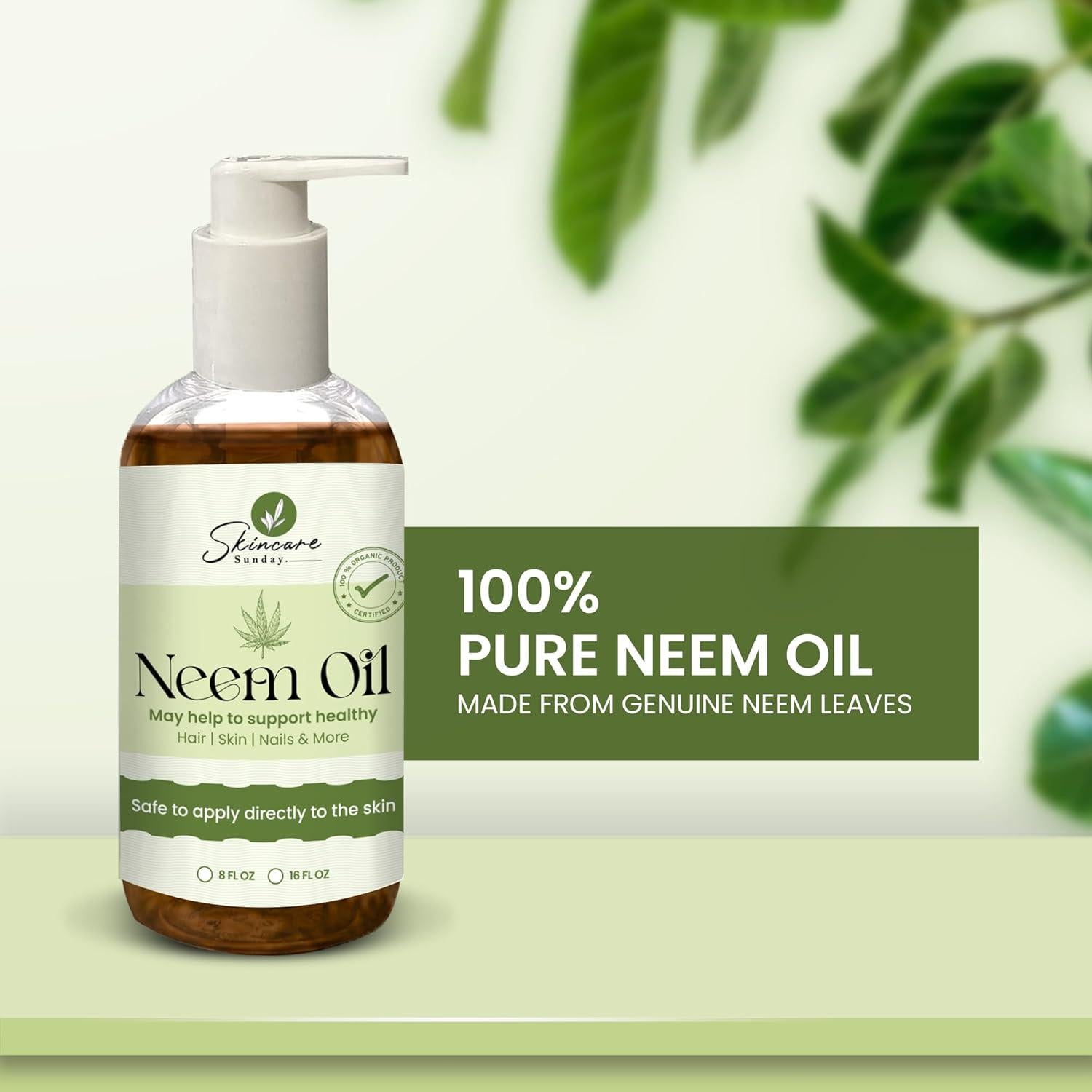 Aceite de Neem Puro Skincare Sunday 473 ml - Hidratante Cabello y Piel