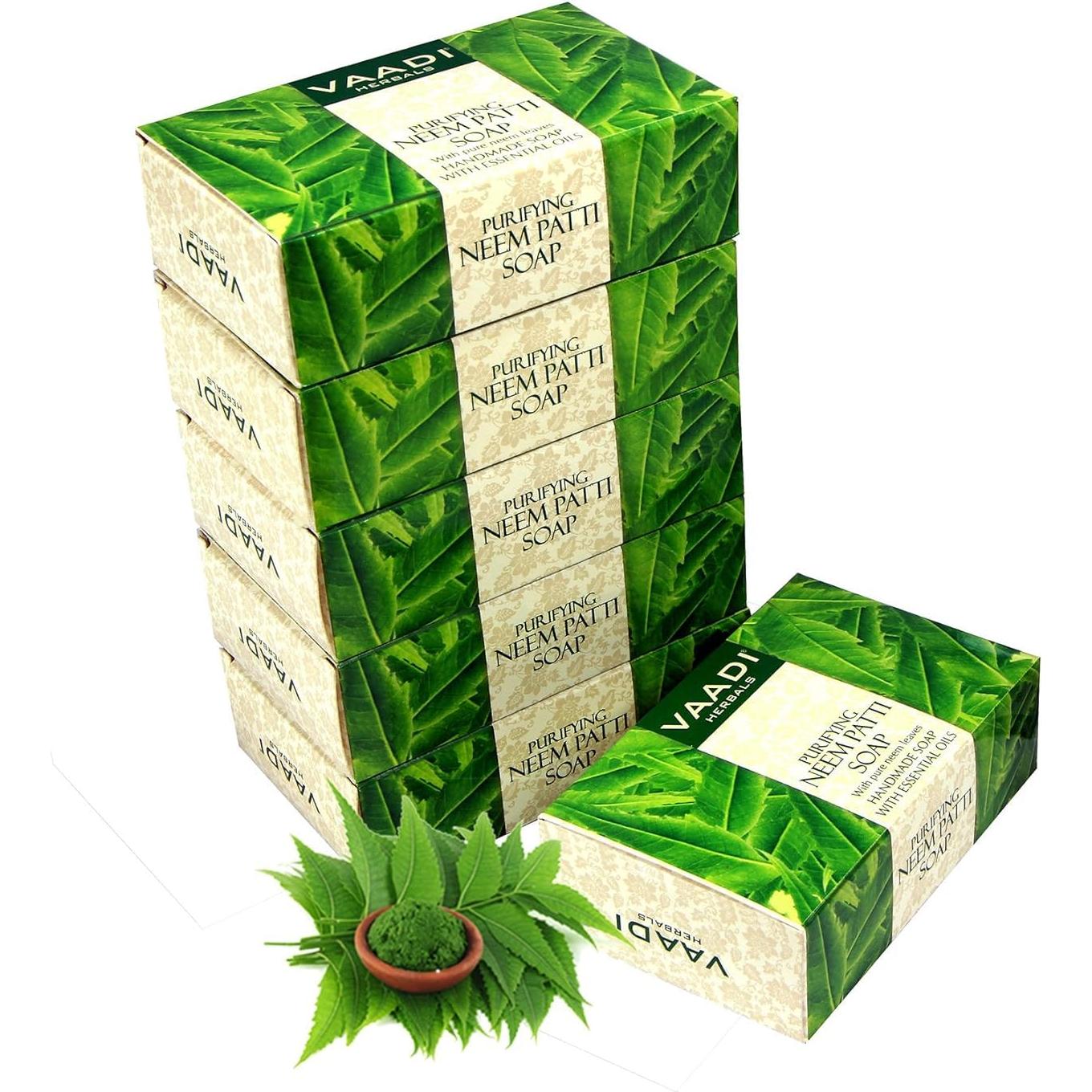 Jabón Natural de Neem Vaadi Herbals - 12 Piezas de 75g