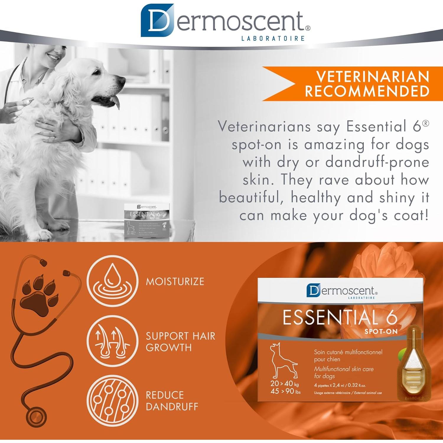 Dermoscent Essential 6 - Cuidado de piel para perros 20-40 kg