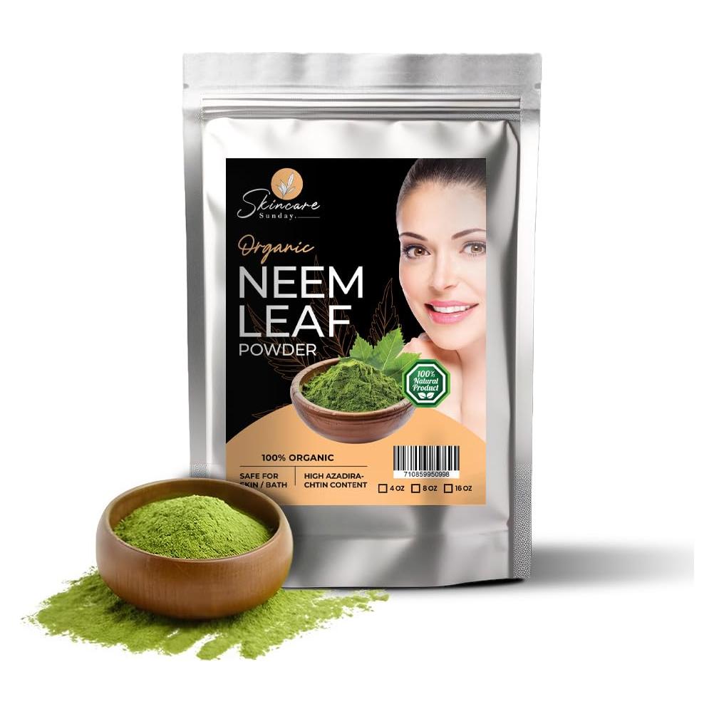 Polvo de Hoja de Neem Orgánico Skincare Sunday 453g - Cuidado Piel y Cabello
