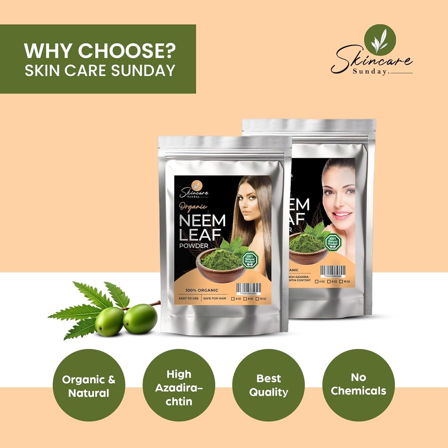 Polvo de Hoja de Neem Orgánico SKINCARE SUNDAY 454g