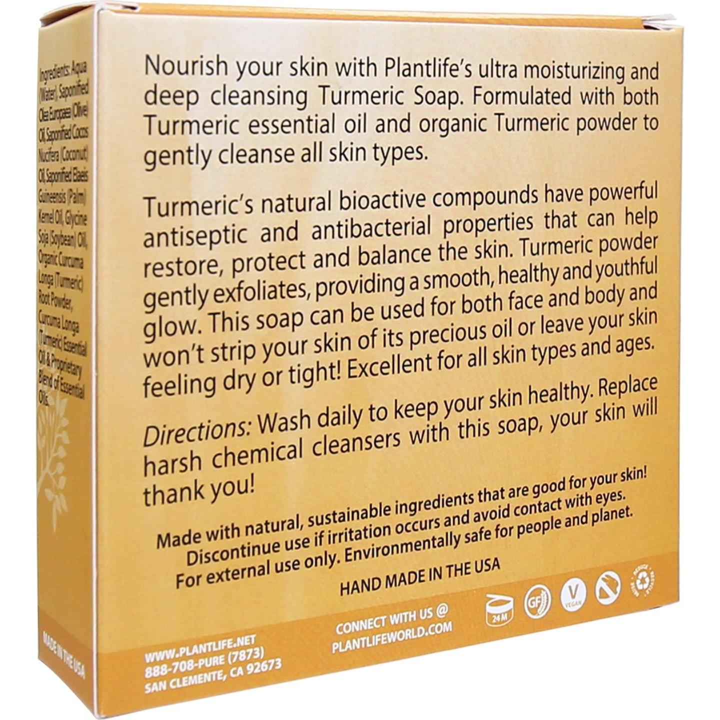 Jabón en Barra Plantlife Cúrcuma 127g - Hidratante y Calmante