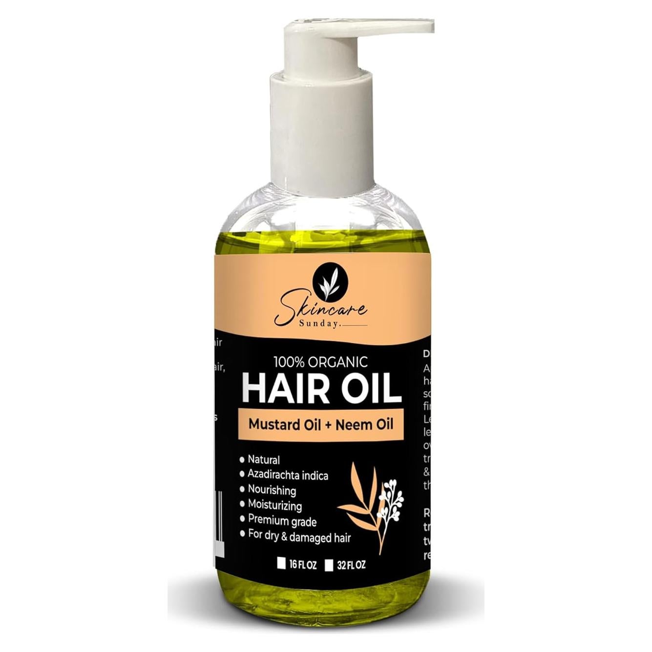 Aceite Dual Orgánico Skincare Sunday 946ml - Neem y Mostaza