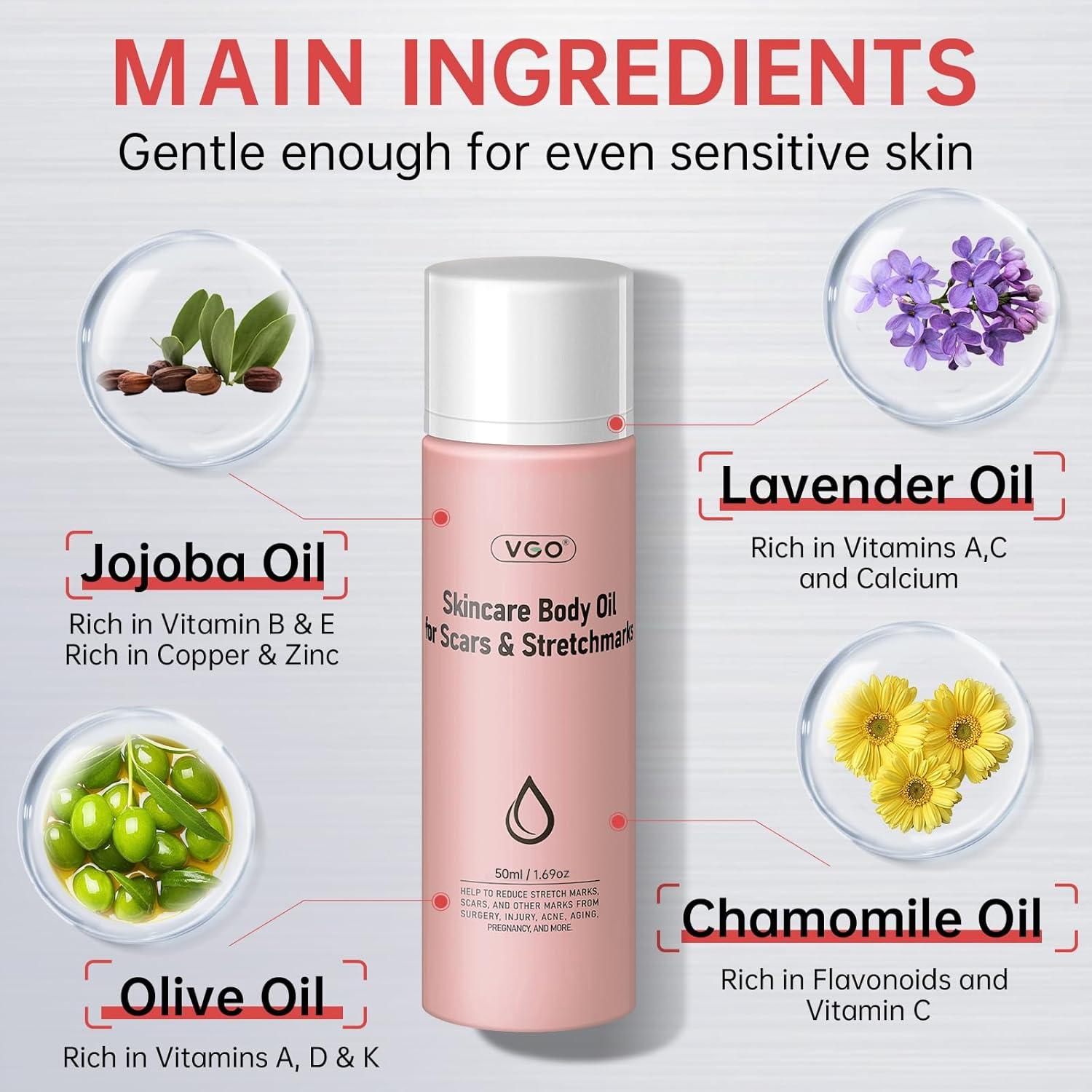 Aceite Corporal VGO 120 ml con Vitamina E Hidratante para Piel Seca