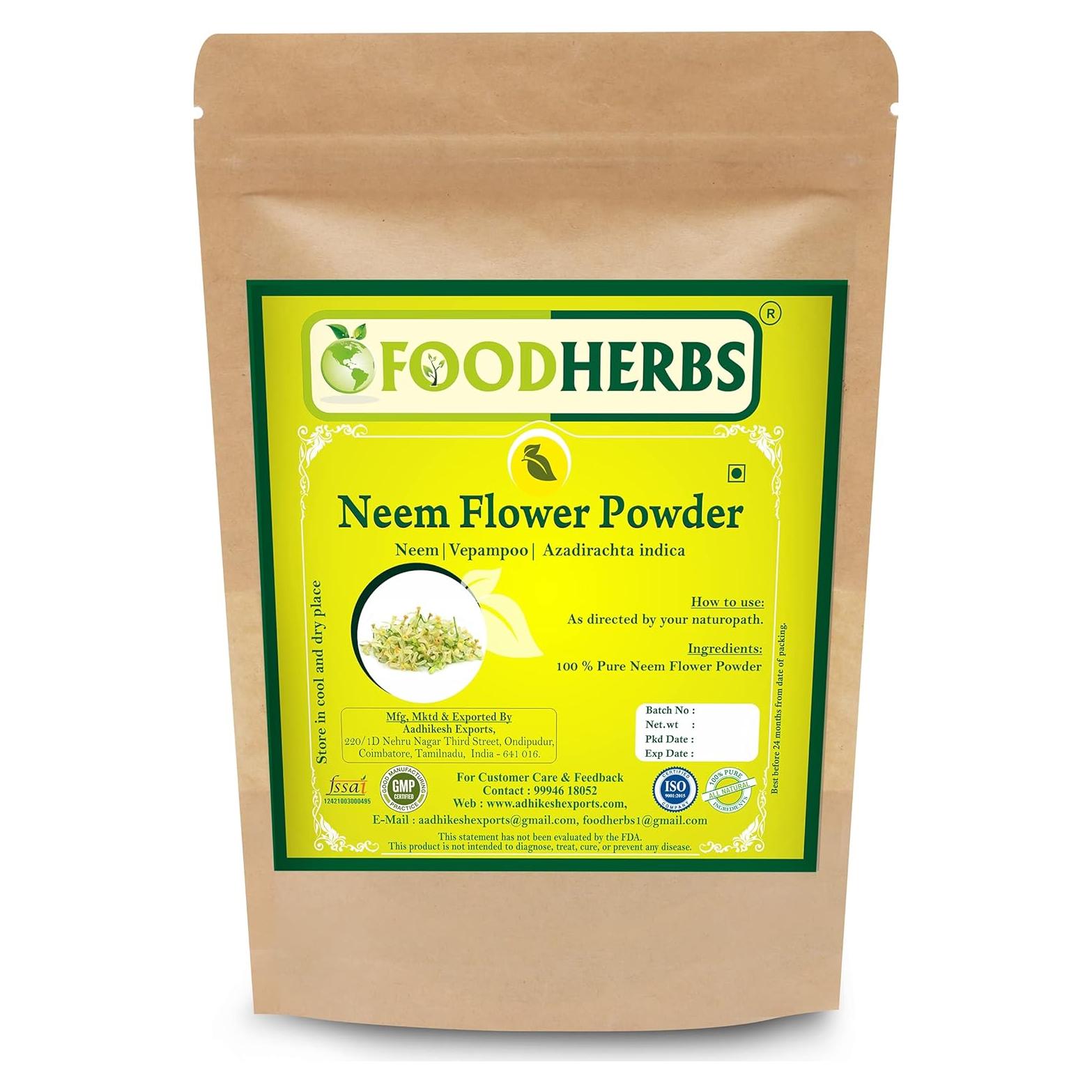 Polvo de Flor de Neem 200g Foodherbs - Soporte Digestivo y Piel