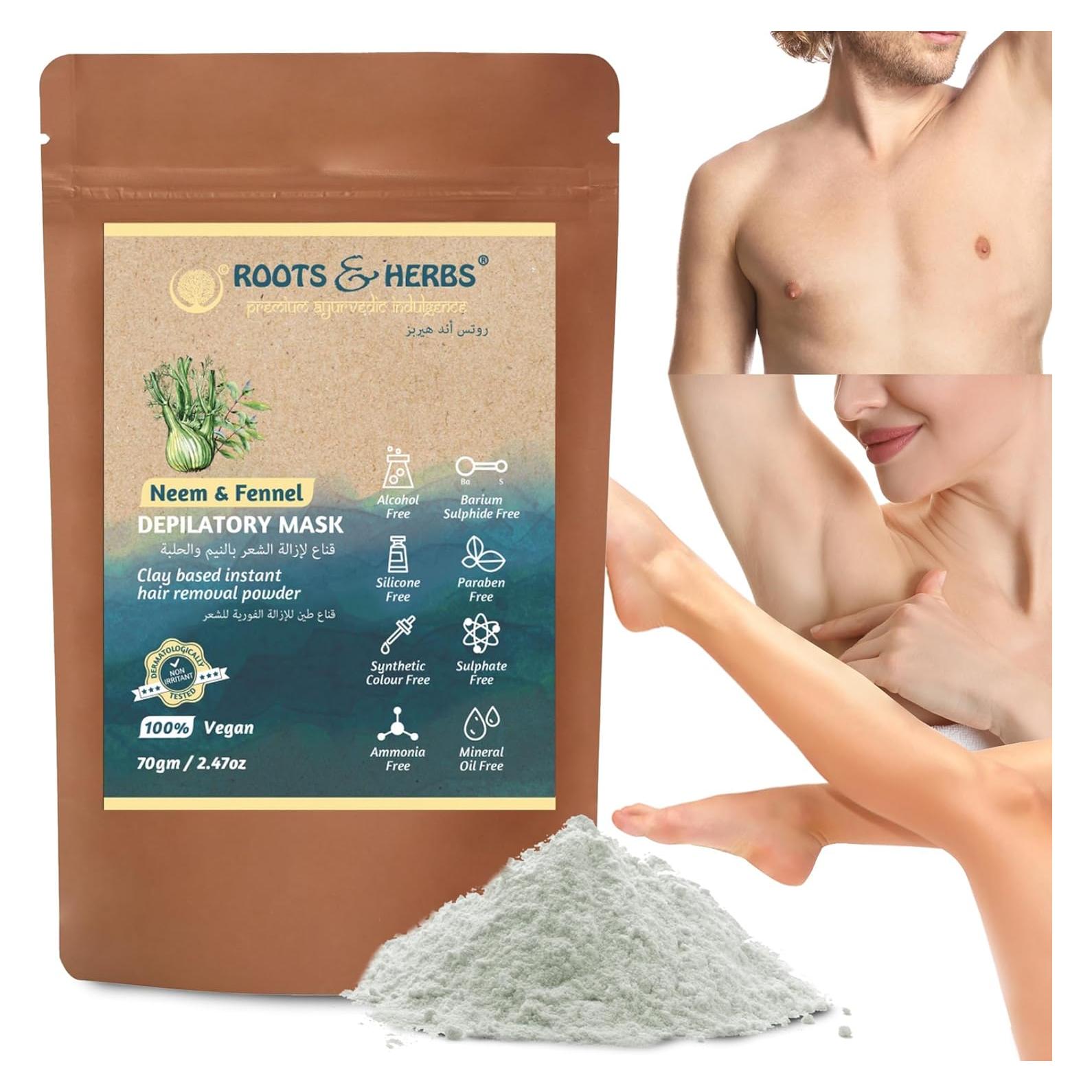 Polvo Depilatorio Ayurvédico Neem y Hinojo 70g - Raíces y Hierbas