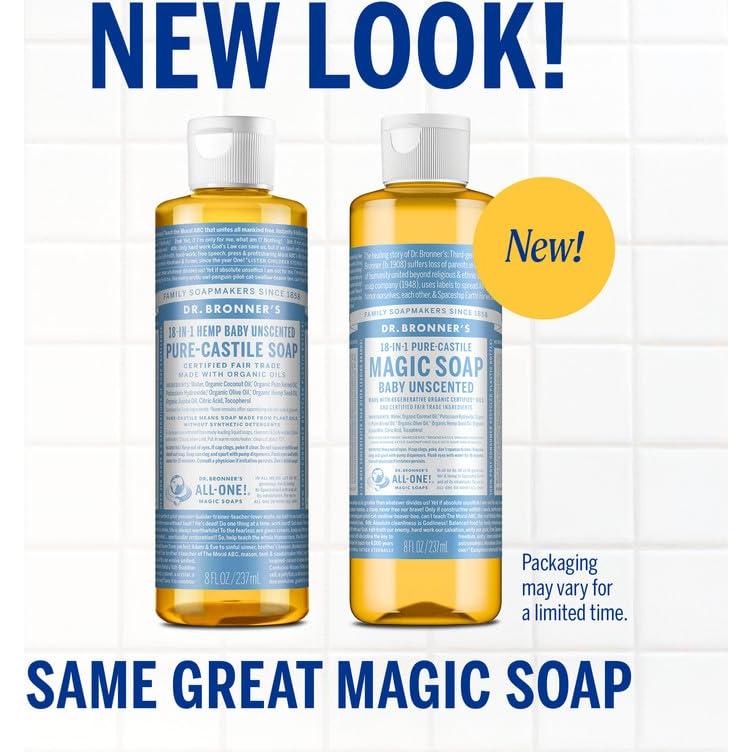 Jabón Líquido Dr. Bronner's Puro-Castile 236.6 ml Sin Fragancia