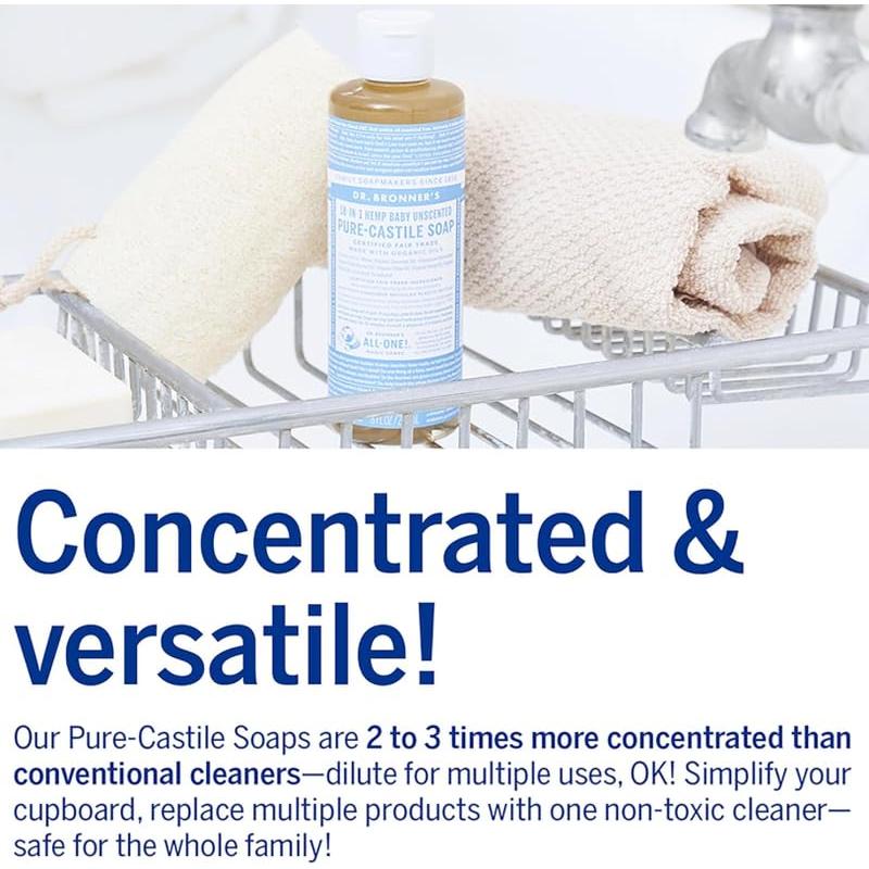 Jabón Líquido Dr. Bronner's Puro-Castile 236.6 ml Sin Fragancia