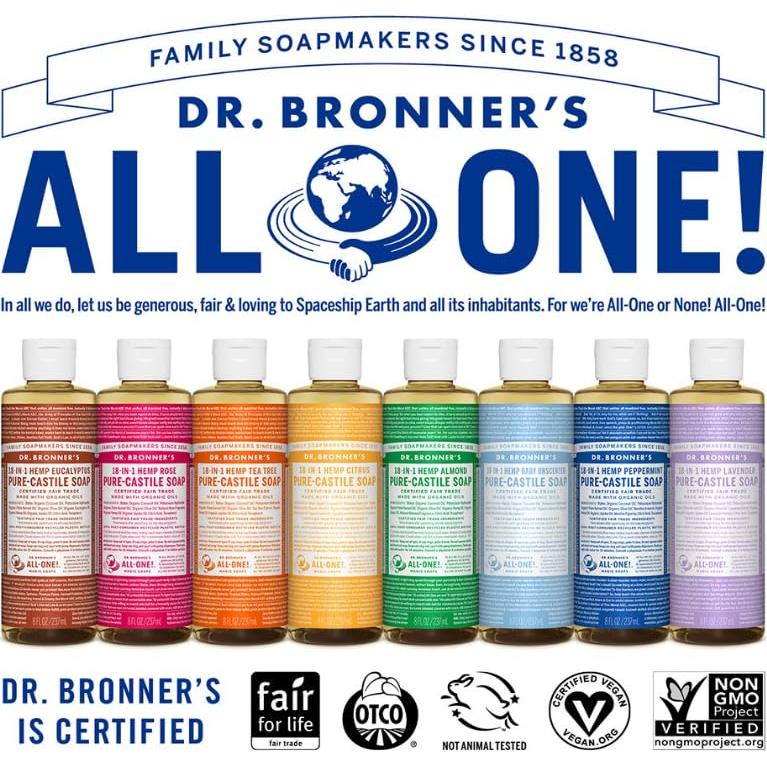 Jabón Líquido Dr. Bronner's Puro-Castile 236.6 ml Sin Fragancia