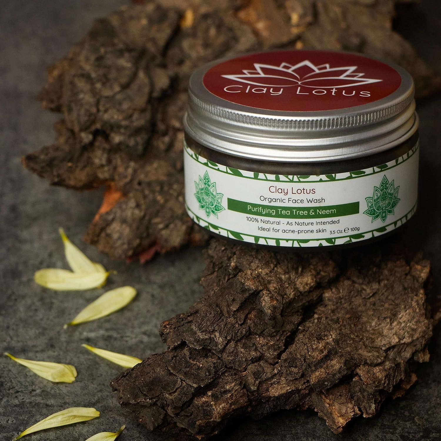 Limpiador Facial Orgánico Clay Lotus 100% Natural para Piel Grasa