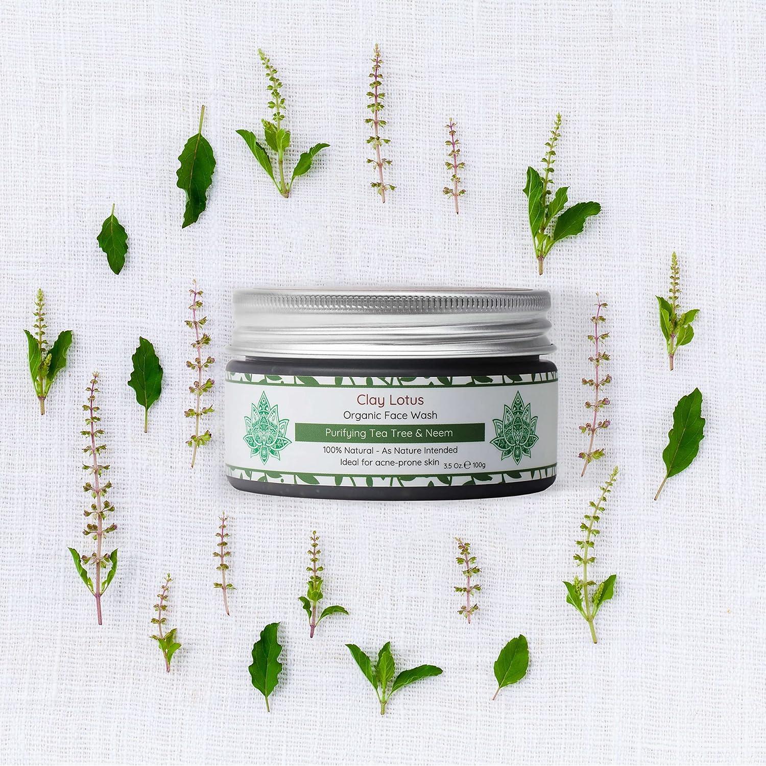 Limpiador Facial Orgánico Clay Lotus 100% Natural para Piel Grasa