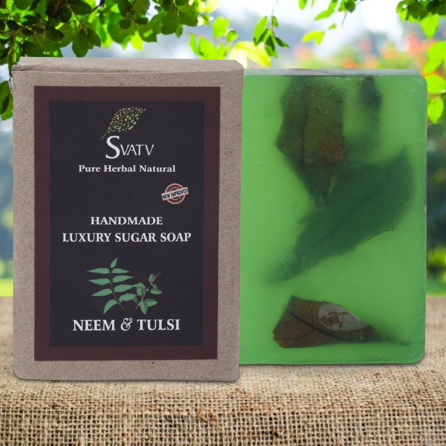 Jabón Artesanal SVATV Neem y Tulsi 250g - Exfoliante Natural