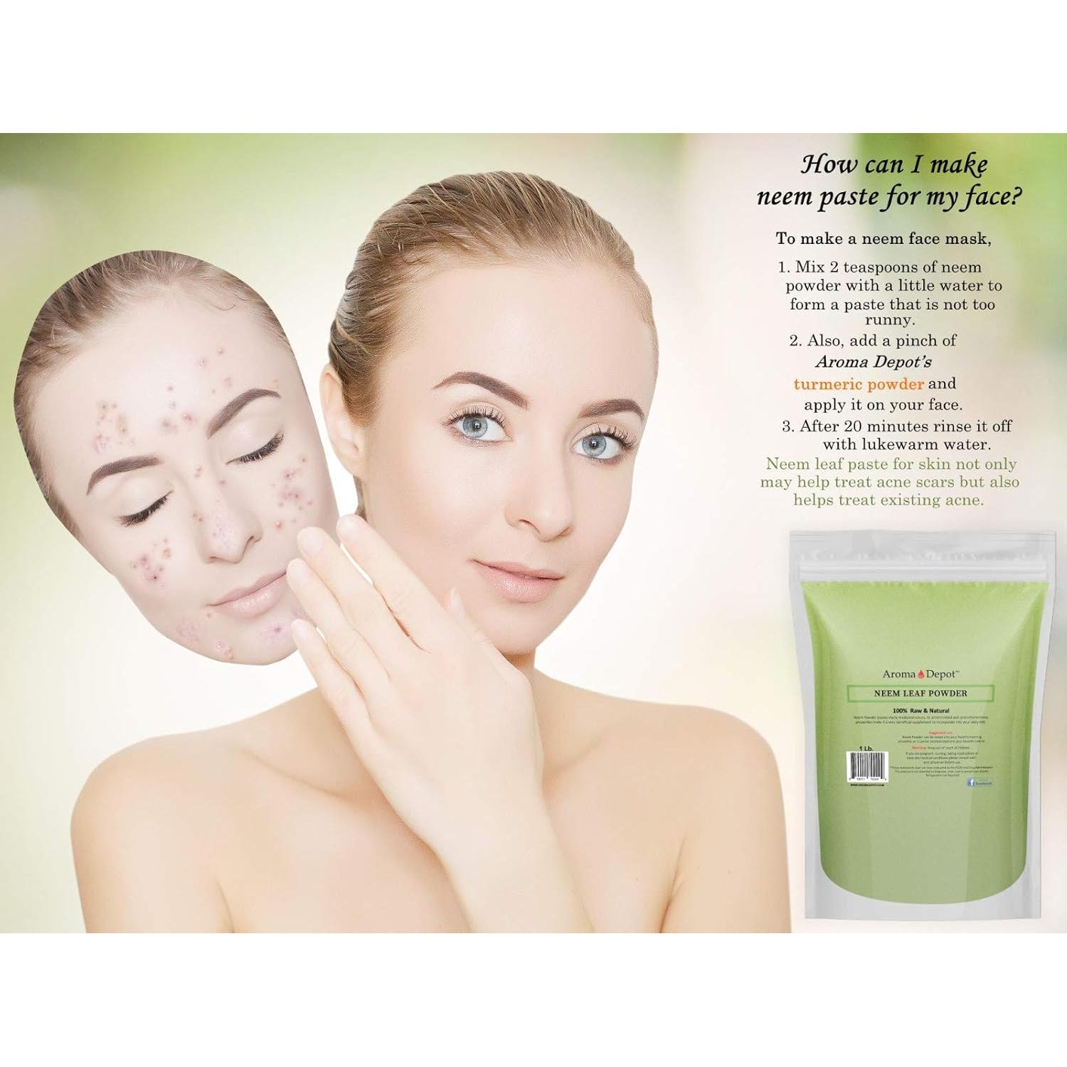 Polvo de Hoja de Neem 100% Puro Aroma Depot 910g Vegano