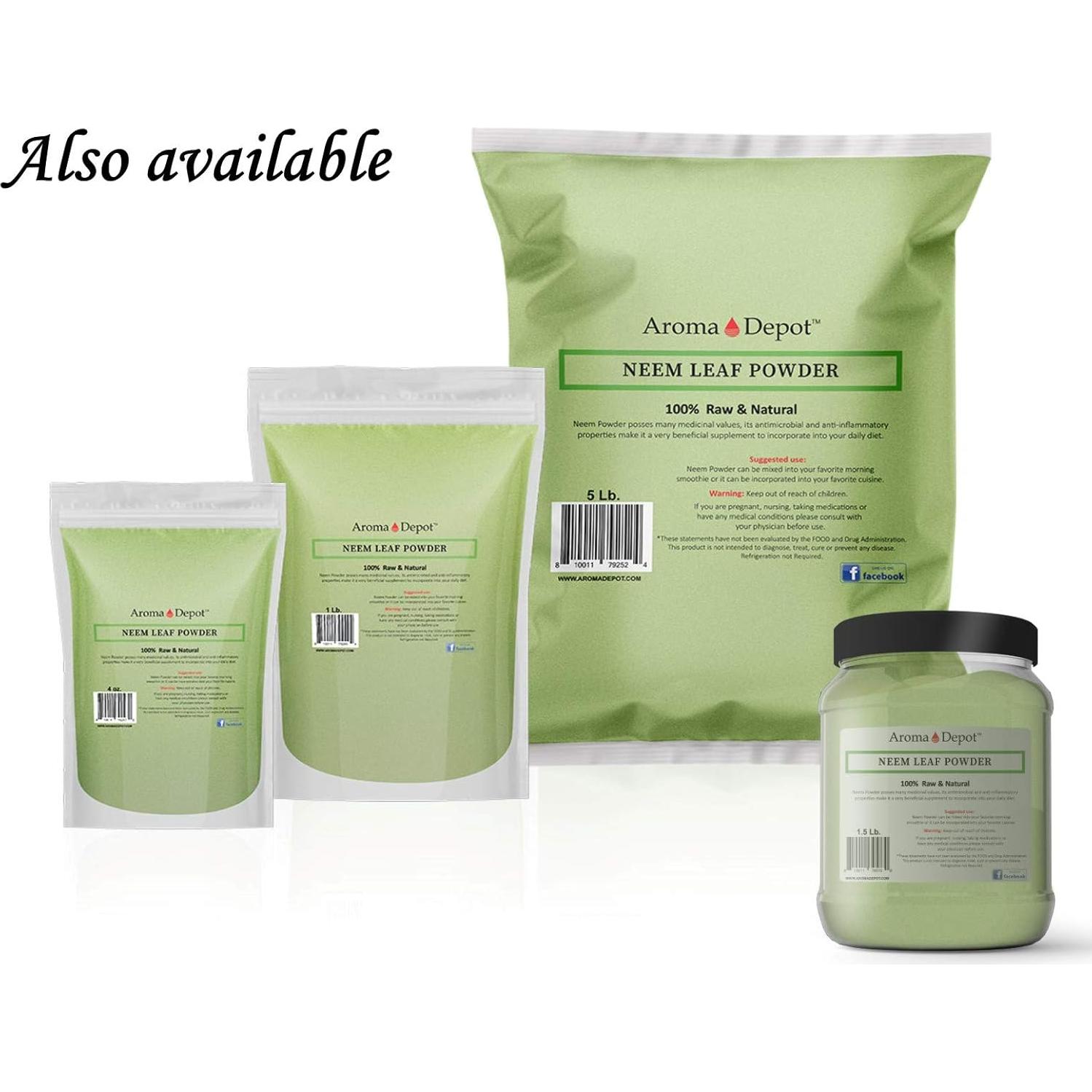 Polvo de Hoja de Neem 100% Puro Aroma Depot 910g Vegano