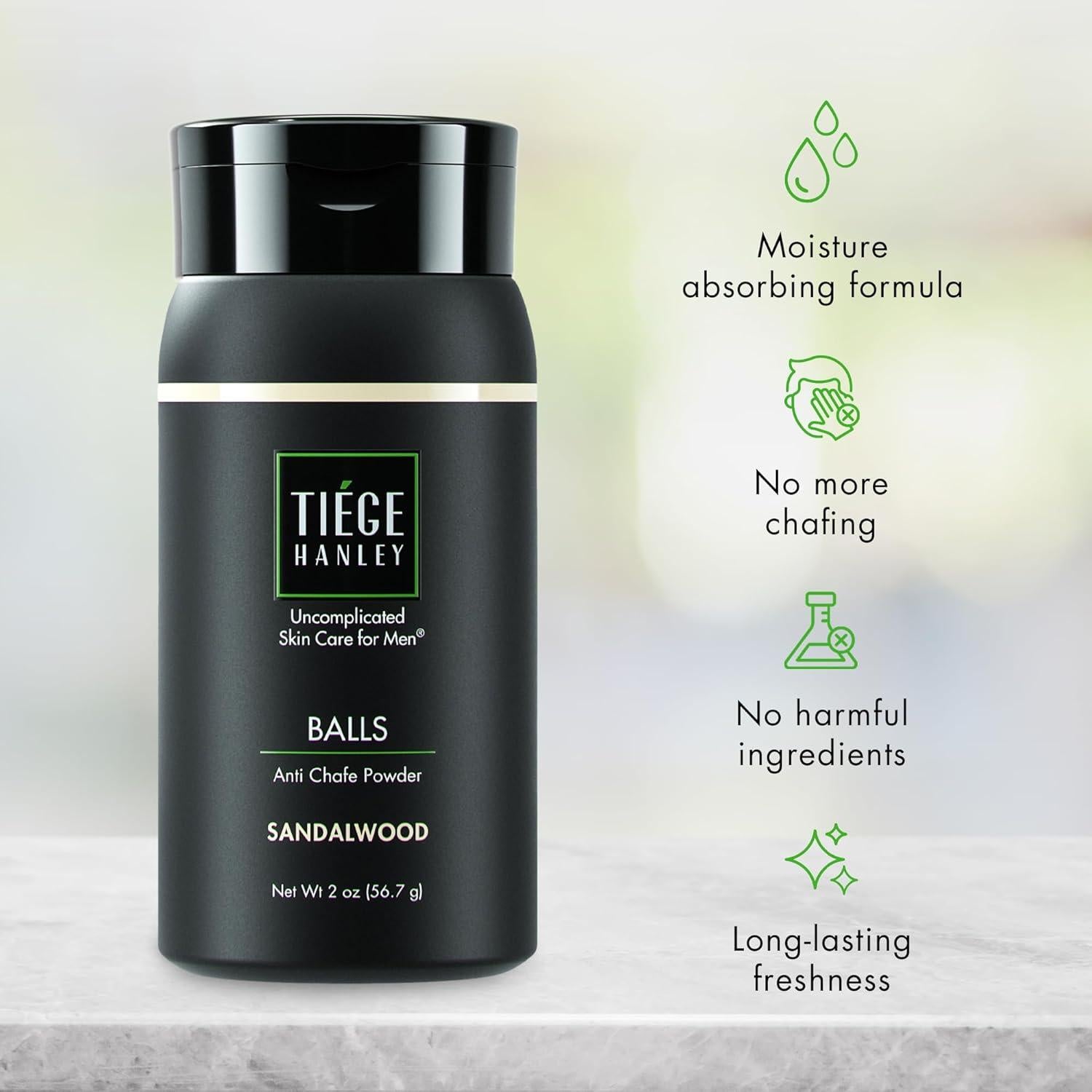 Polvo Antichafing Tiege Hanley 56.7g Sándalo - Para Pies y Muslos