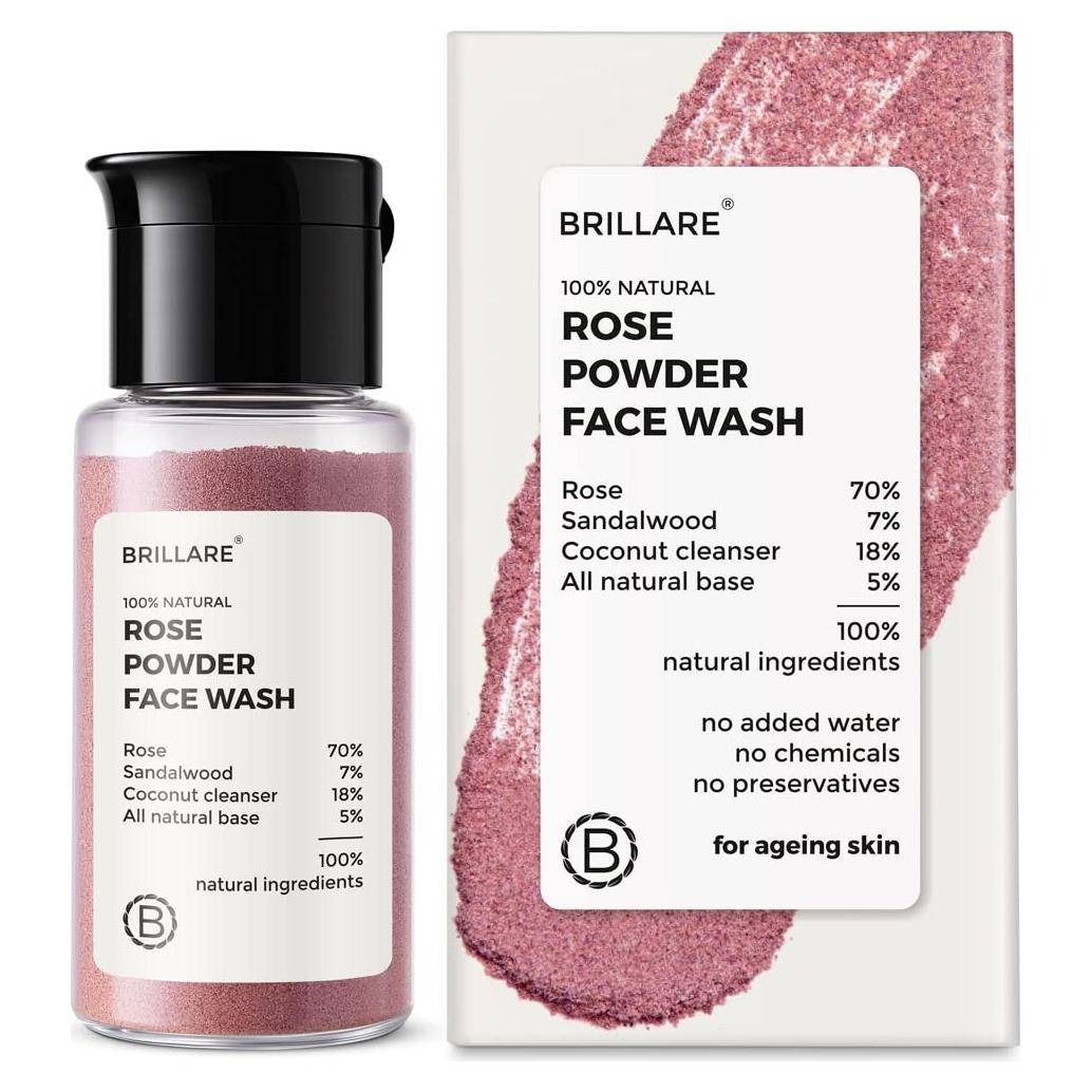 BRILLARE Limpiador Facial en Polvo Rosa Real 15g - Natural y Vegano