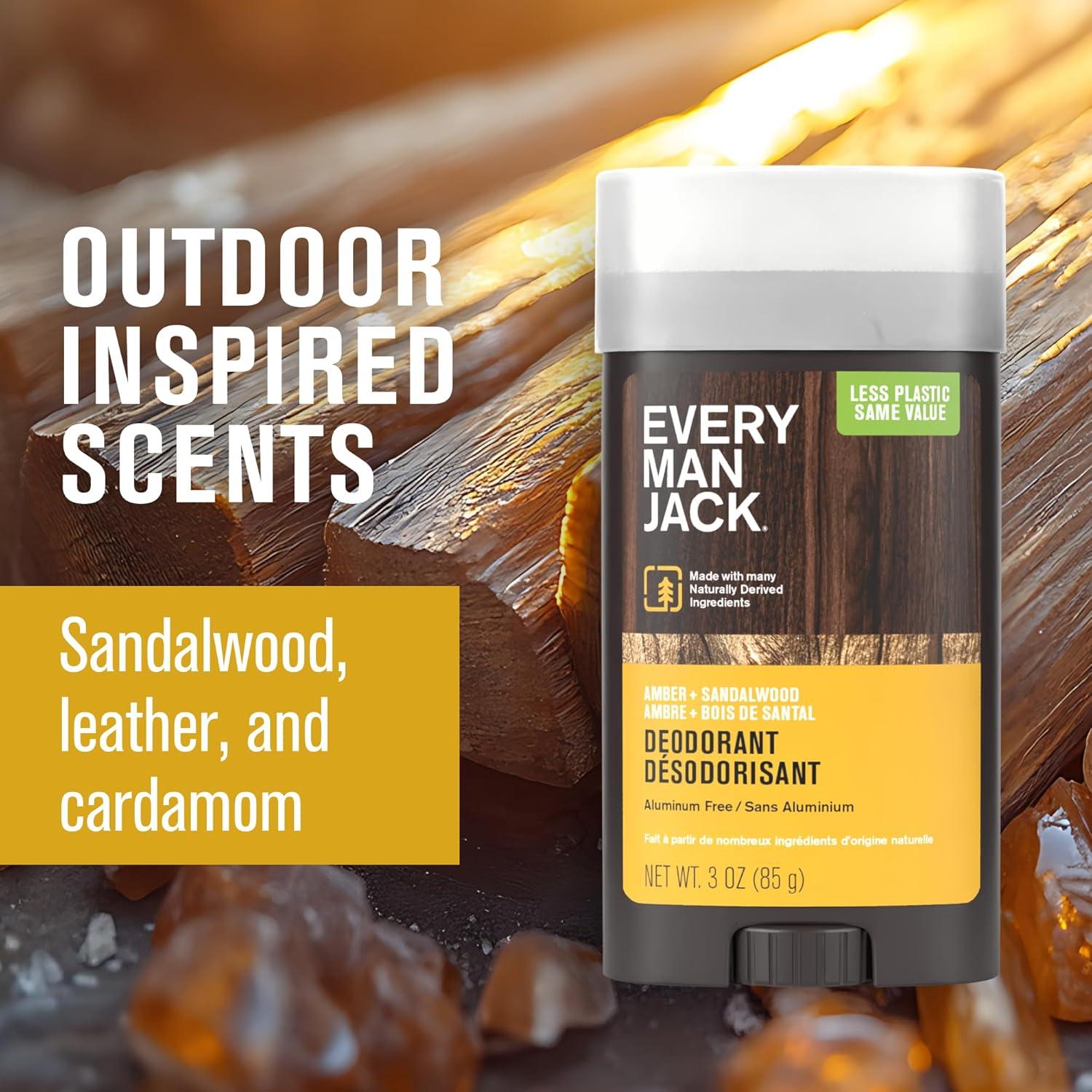 Desodorante natural Every Man Jack Ámbar + Sándalo 85g - Sin aluminio